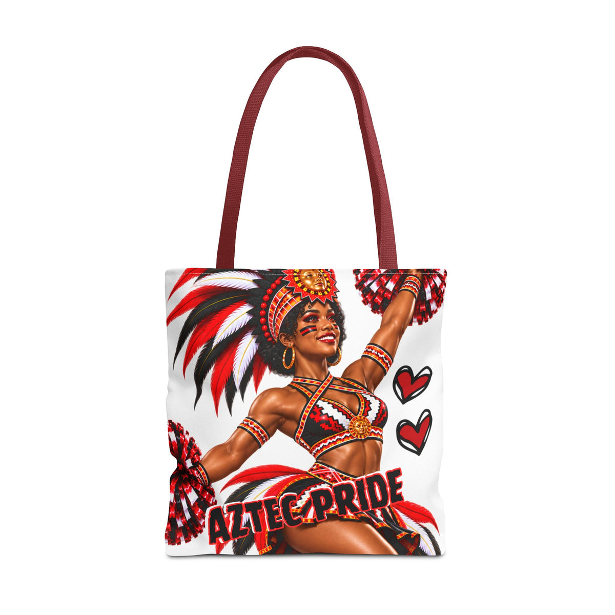 Aztec Cheerleader Warrior Tote Bag | Aztec-Inspired AI Art • Made & Shipped in the USA • 🚚 FREE USA Shipping • FREE Personalization