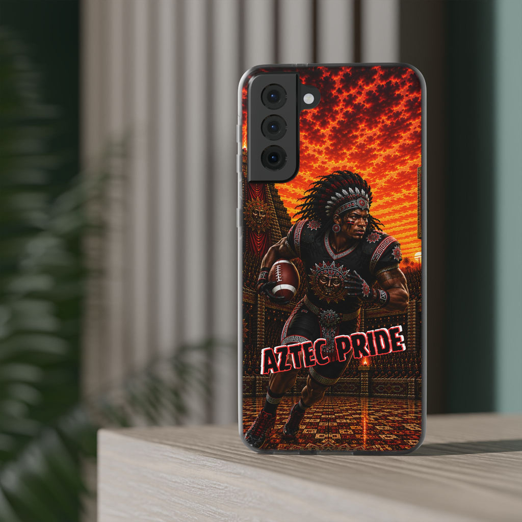 Aztec Football Warrior – Flexi Phone Case (iPhone & Samsung • Clear TPU • Made & Shipped in the USA • 🚚 FREE USA Shipping • Personalized Option)