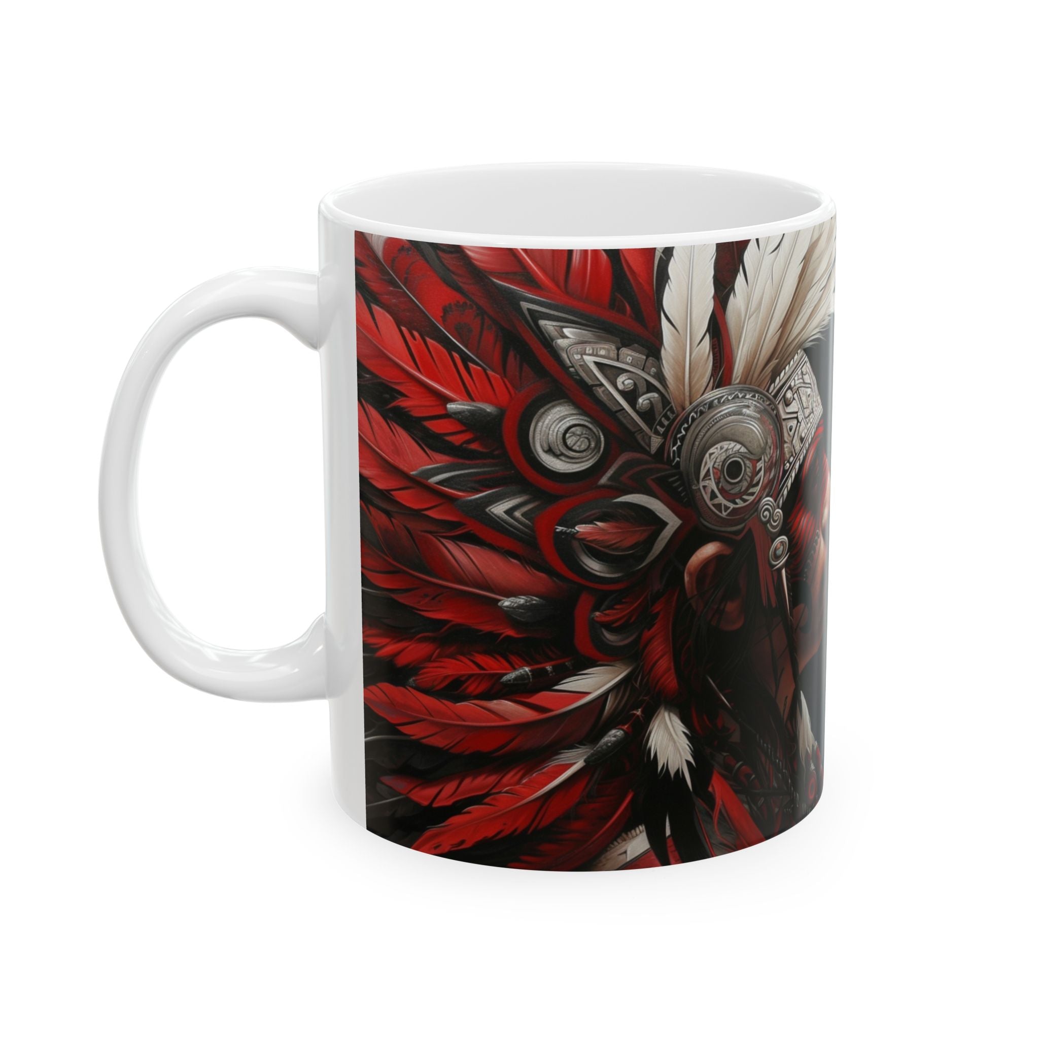 Aztec Warrior King – Ceramic Mug (11oz, 15oz • Dishwasher & Microwave Safe • Made in USA • Personalized Option)