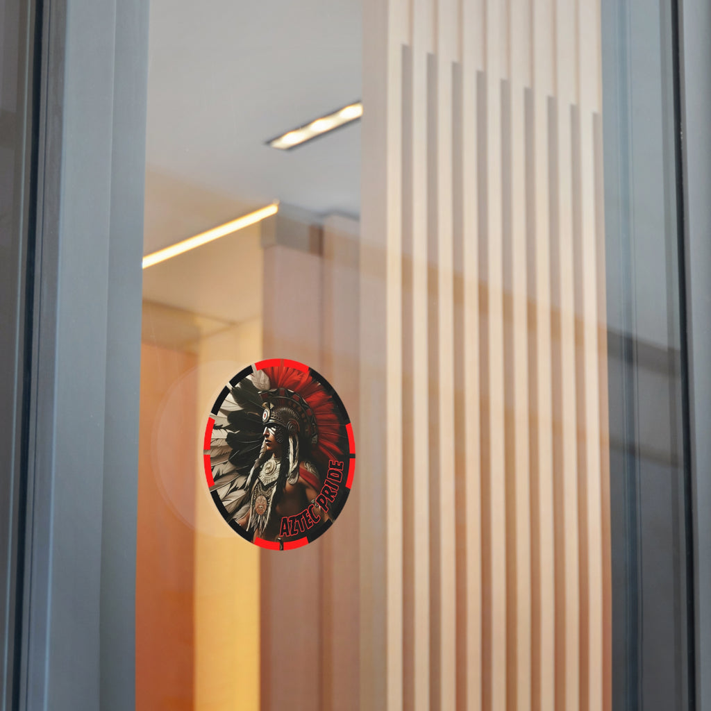 Aztec Fierce Warrior Round Vinyl Sticker – Waterproof Matte Decal (2”–6”)