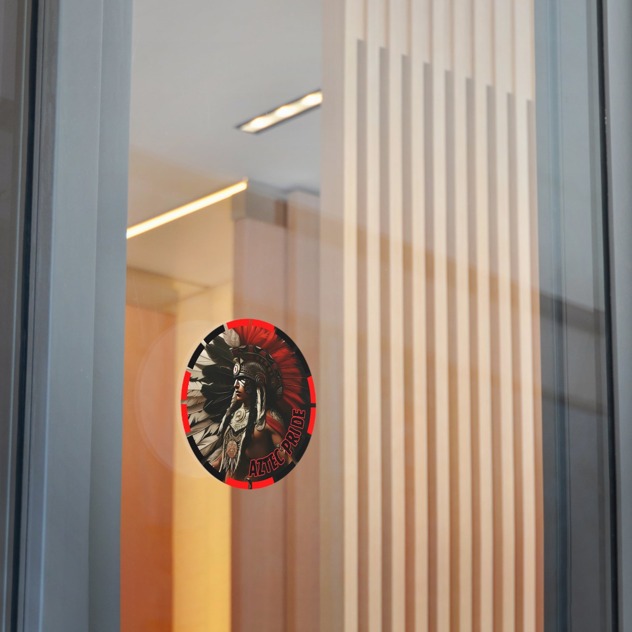 Aztec Fierce Warrior Round Vinyl Sticker – Waterproof Matte Decal (2”–6”)