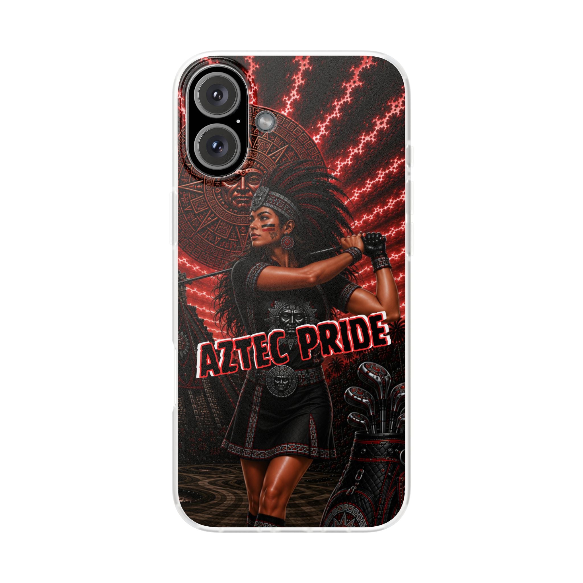 Aztec Golf Female Warrior – Flexi Phone Case (iPhone & Samsung • Clear TPU • Made & Shipped in the USA • 🚚 FREE USA Shipping • Personalized Option)