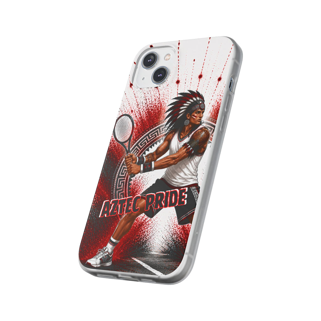 Aztec Tennis Male Warrior – Flexi Phone Case (iPhone & Samsung • Clear TPU • Made & Shipped in the USA • 🚚 FREE USA Shipping • Personalized Option)