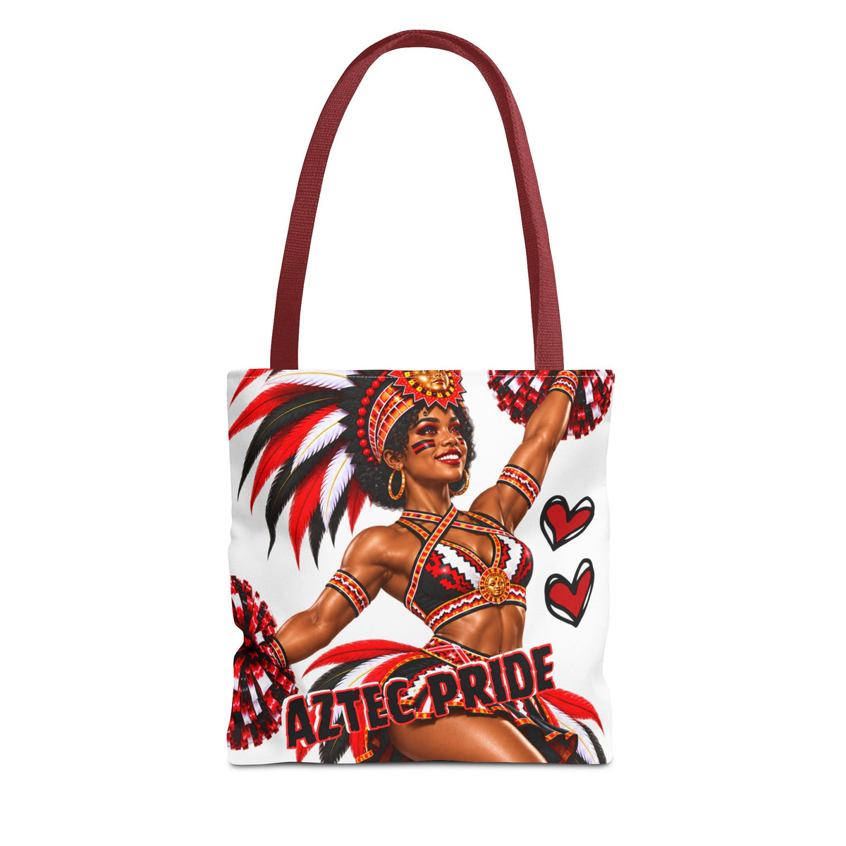 Aztec Cheerleader Warrior Tote Bag | Aztec-Inspired AI Art • Made & Shipped in the USA • 🚚 FREE USA Shipping • FREE Personalization