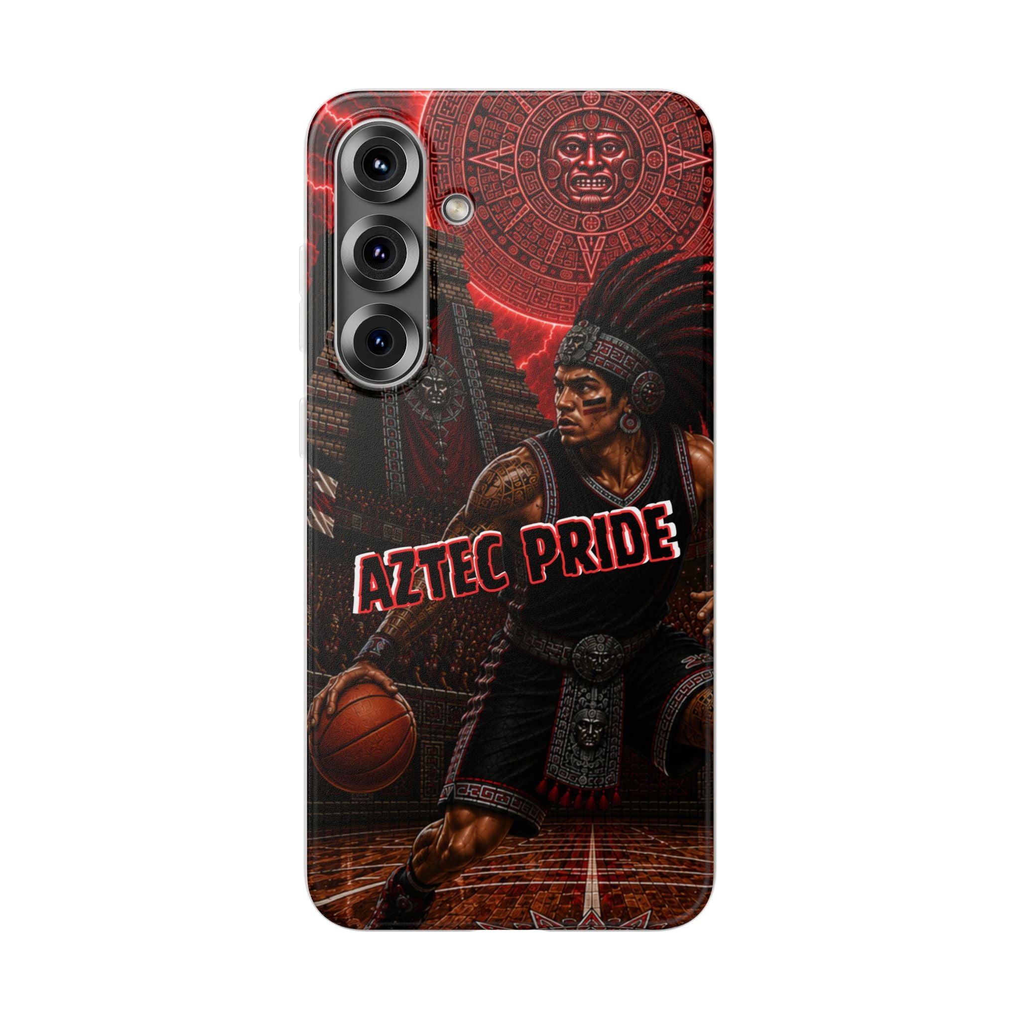 Aztec Basketall Warrior – Flexi Phone Case (iPhone & Samsung • Clear TPU • Made & Shipped in the USA • 🚚 FREE USA Shipping • Personalized Option)