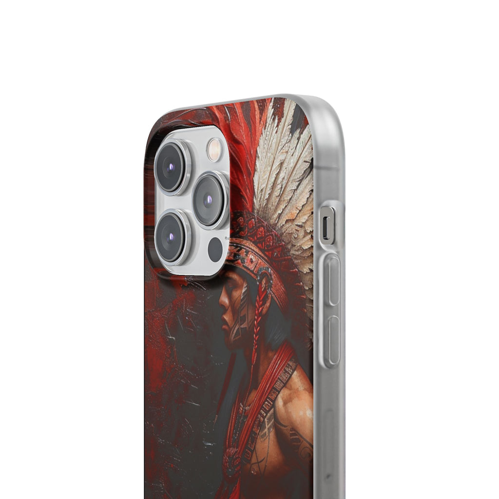 Aztec Noble Warrior – Flexi Phone Case (iPhone & Samsung • Clear TPU • Made in USA • Personalized Option)