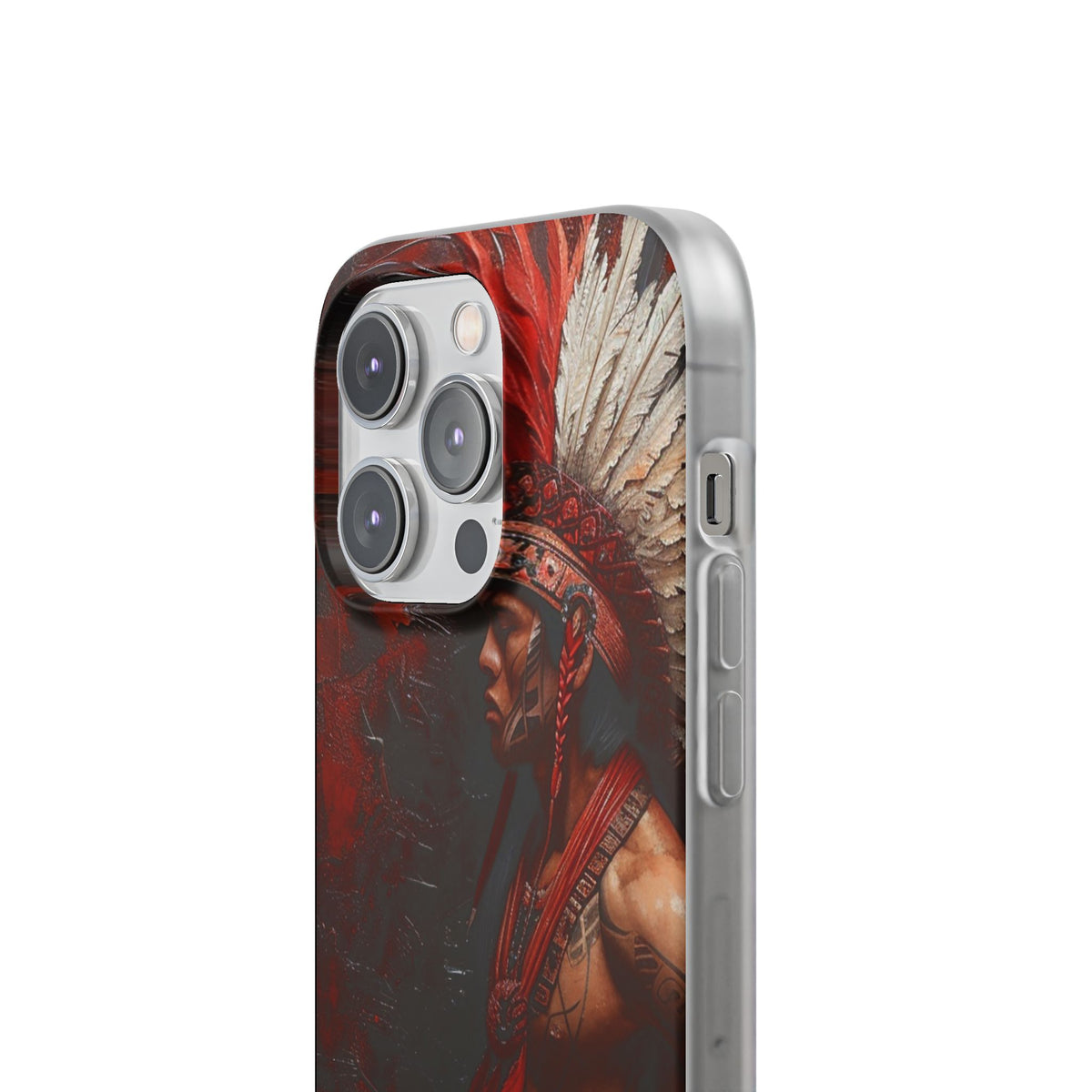 Aztec Noble Warrior – Flexi Phone Case (iPhone & Samsung • Clear TPU • Made in USA • Personalized Option)