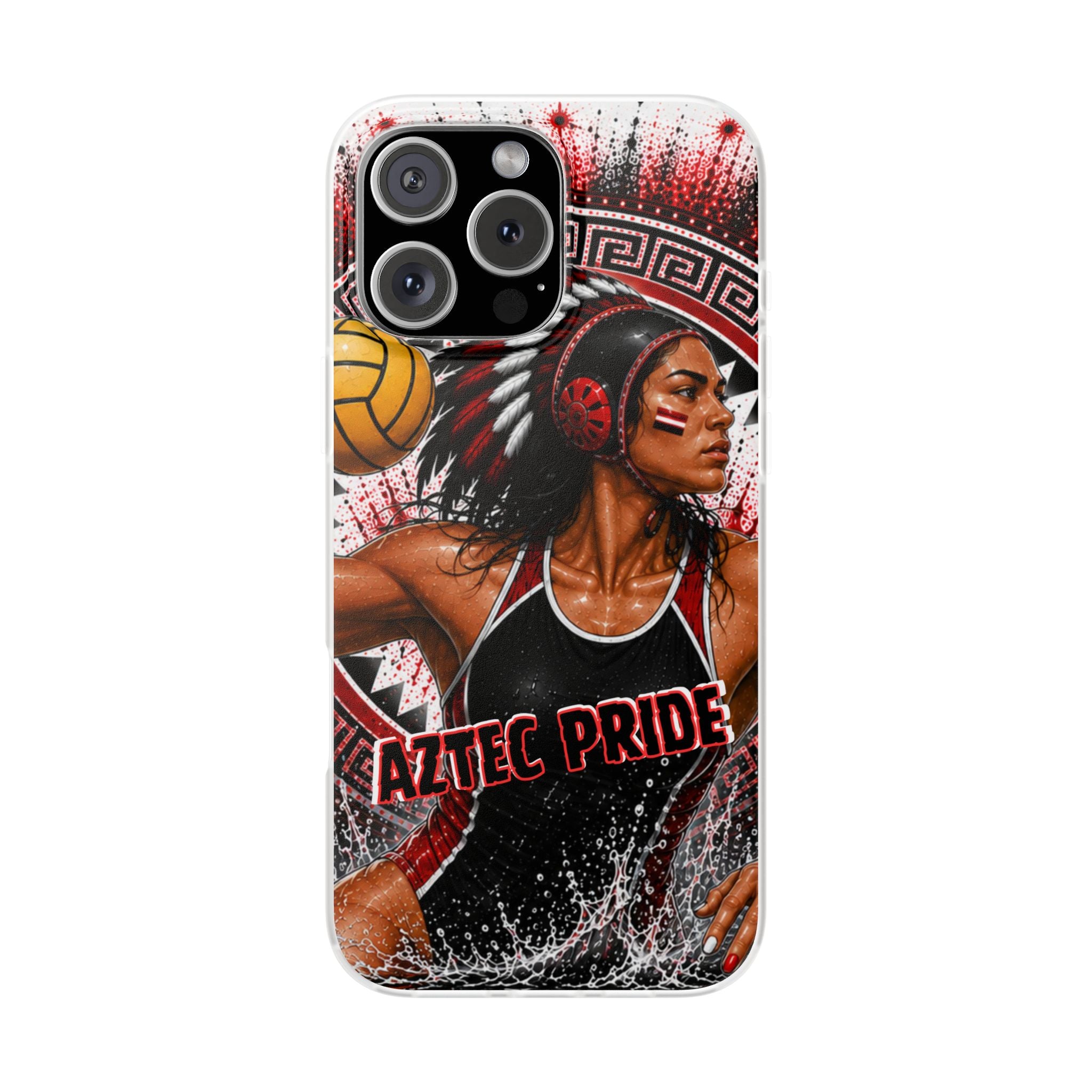 Aztec Water Polo Warrior – Flexi Phone Case (iPhone & Samsung • Clear TPU • Made in USA • Personalized Option)