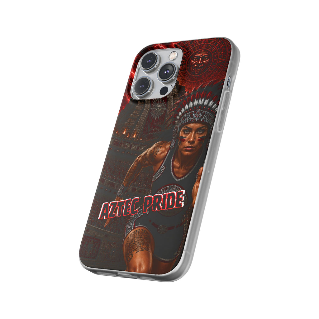 Aztec Track & Field Female Warrior – Flexi Phone Case (iPhone & Samsung • Clear TPU • Made & Shipped in the USA • 🚚 FREE USA Shipping • Personalized Option)