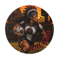 Aztec Rugby Female Warrior Round Vinyl Sticker 2”–6” | Made & Shipped in the USA • 🚚 FREE USA Shipping • Personalized Option