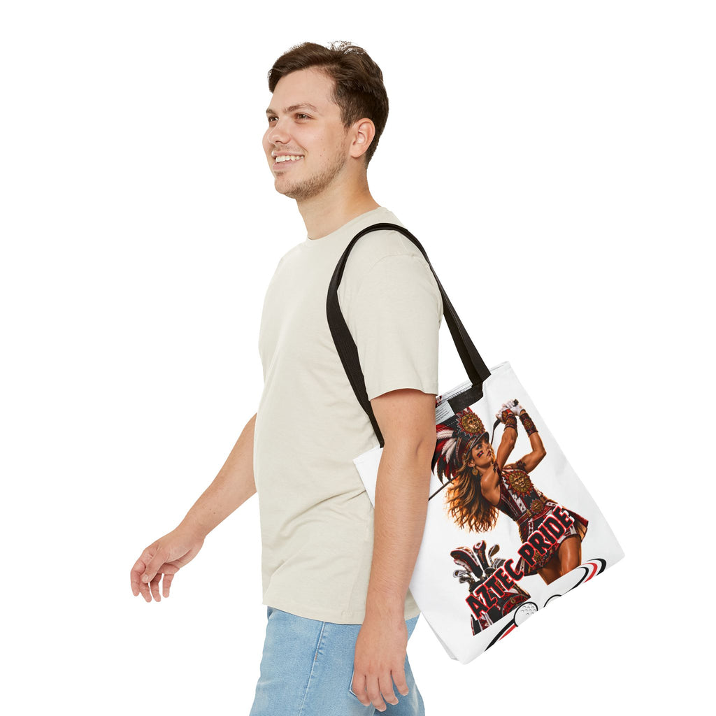 Aztec Golf Female Warrior Tote Bag | Aztec-Inspired AI Art • Made & Shipped in the USA • 🚚 FREE USA Shipping • FREE Personalization