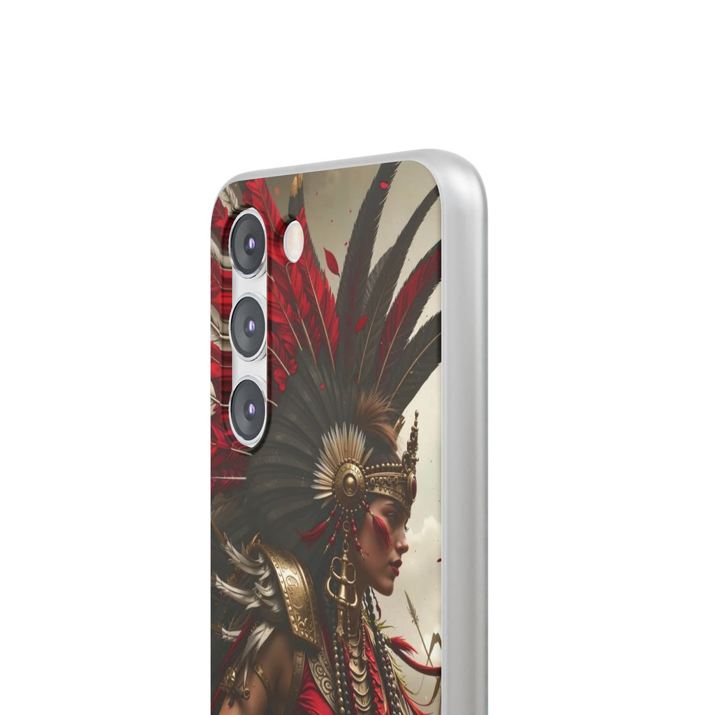 Aztec Warrior Queen – Flexi Phone Case (iPhone & Samsung • Clear TPU • Made in USA • Personalized Option)