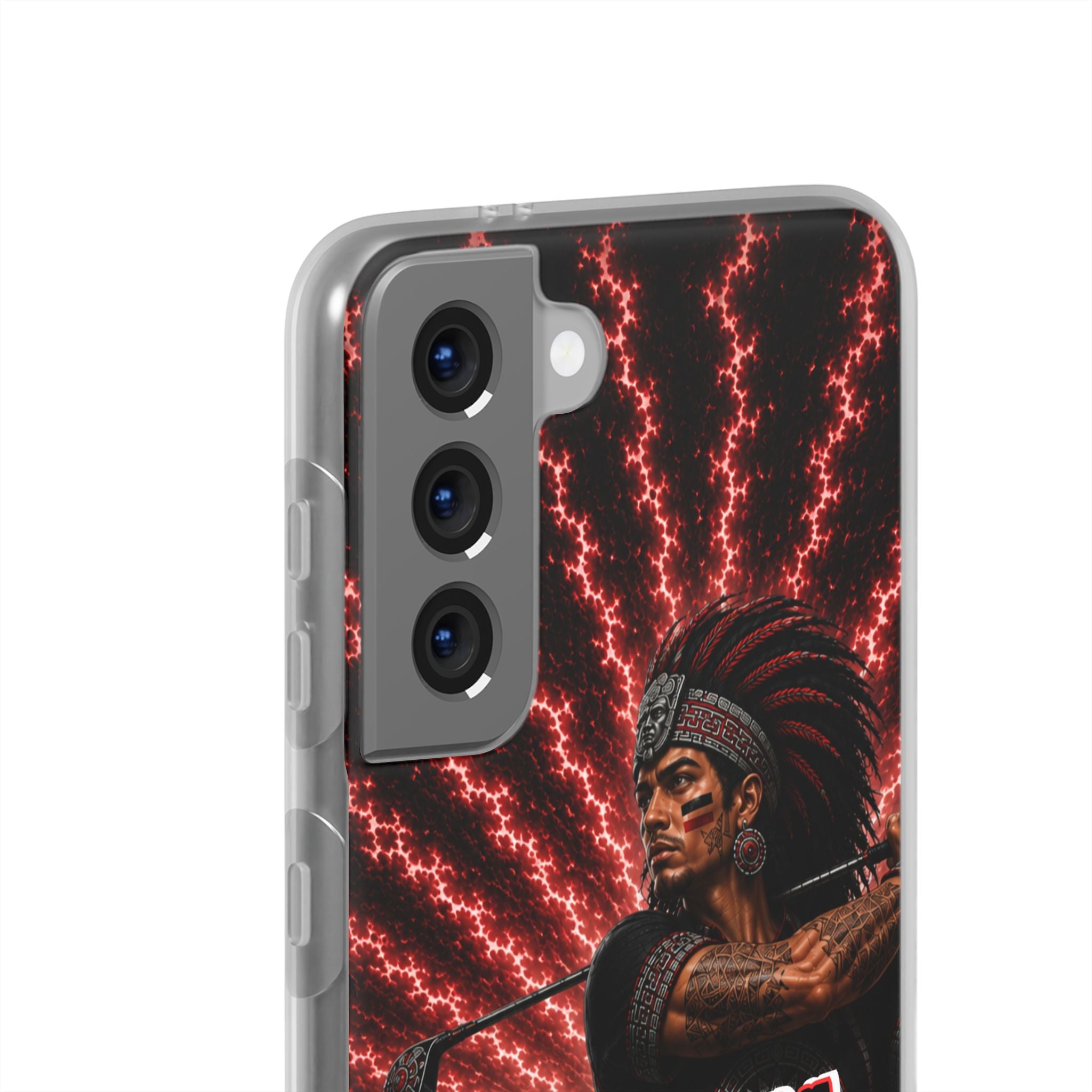 Aztec Golf Male Warrior – Flexi Phone Case (iPhone & Samsung • Clear TPU • Made & Shipped in the USA • 🚚 FREE USA Shipping • Personalized Option)
