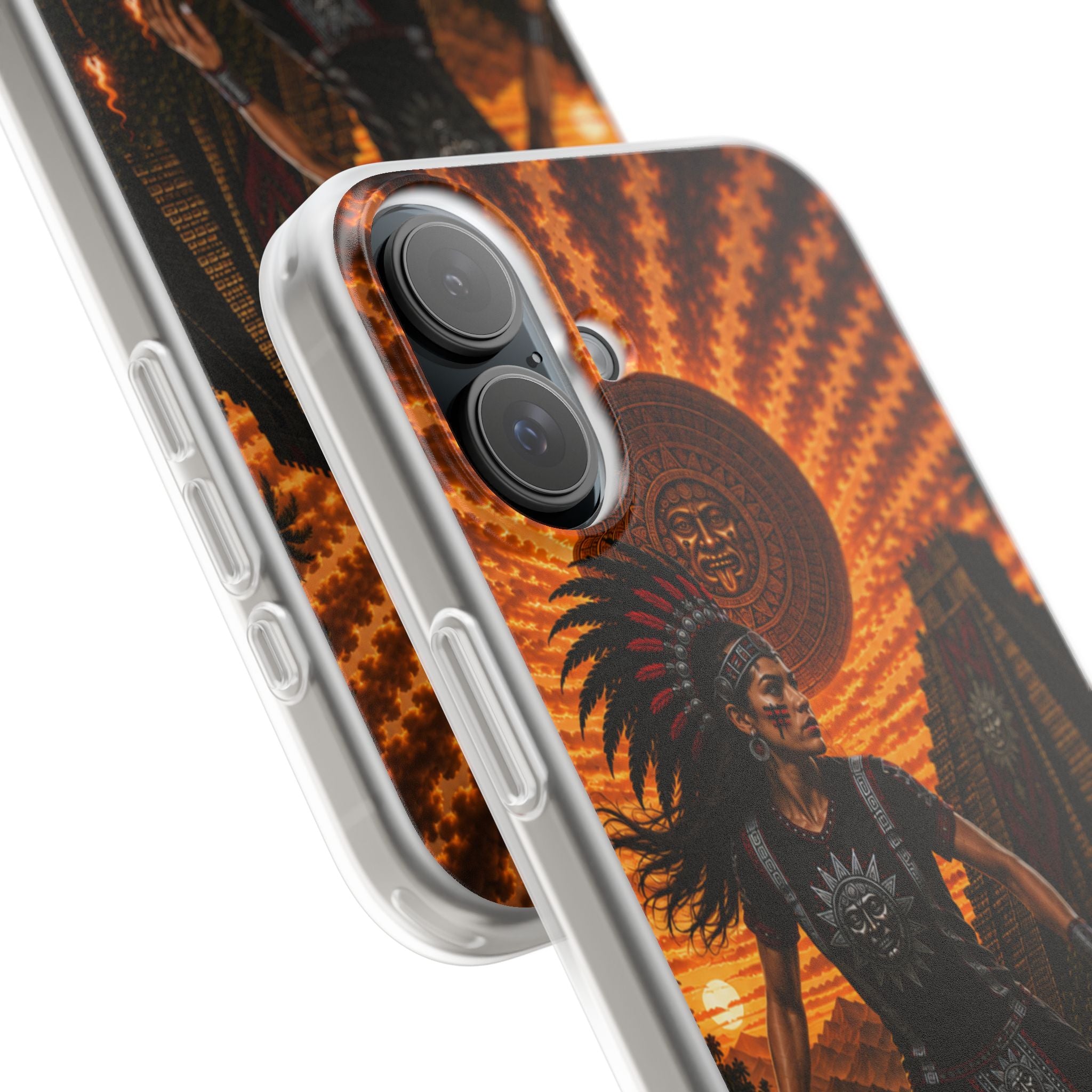 Aztec Soccer Female Warrior – Flexi Phone Case (iPhone & Samsung • Clear TPU • Made & Shipped in the USA • 🚚 FREE USA Shipping • Personalized Option)