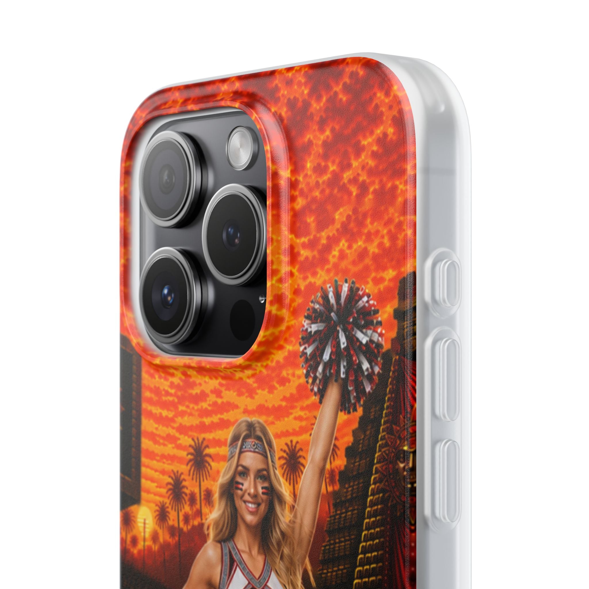 Aztec Cheerleader Warrior – Flexi Phone Case (iPhone & Samsung • Clear TPU • Made & Shipped in the USA • 🚚 FREE USA Shipping • Personalized Option)
