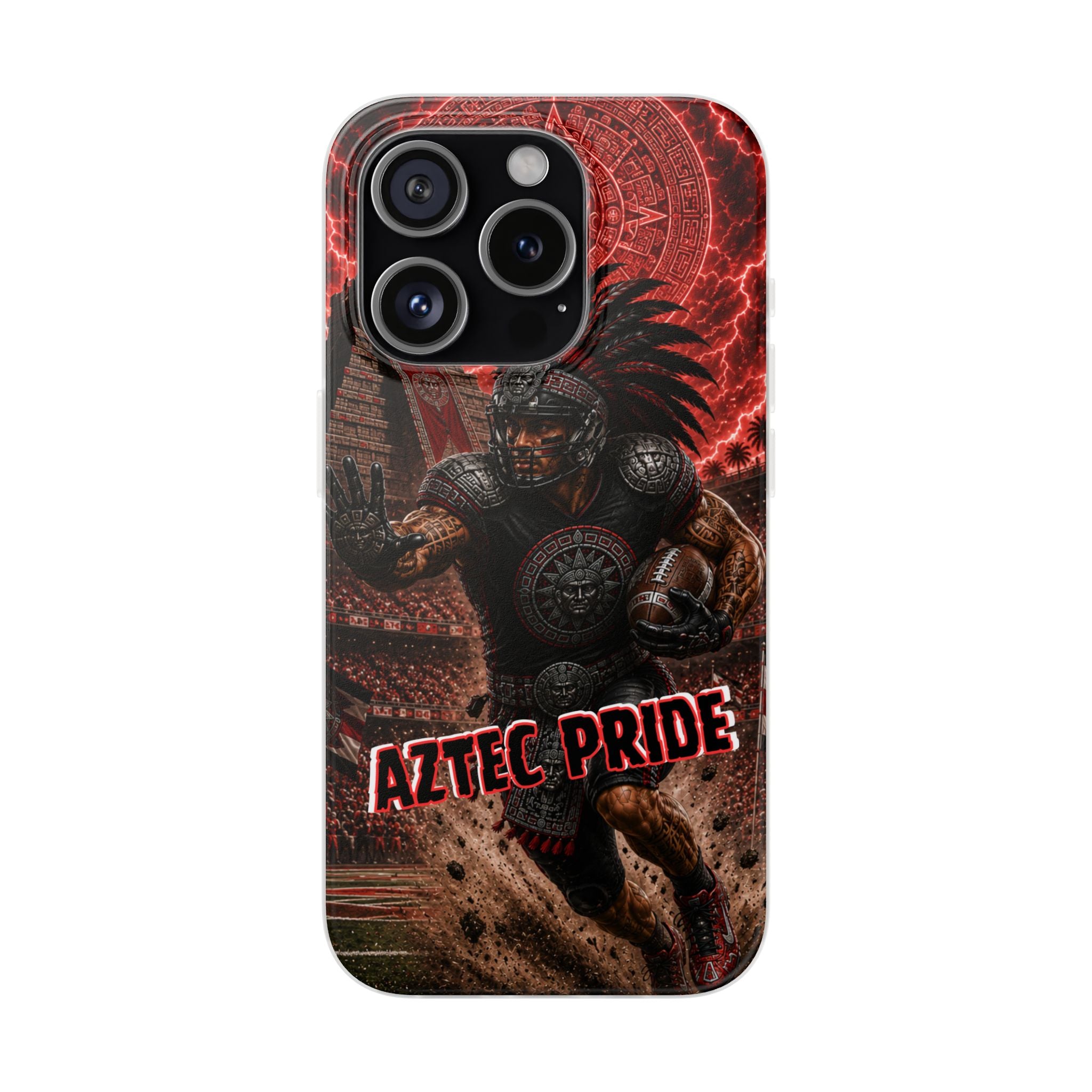 Aztec Football Warrior – Flexi Phone Case (iPhone & Samsung • Clear TPU • Made in USA • Personalized Option)