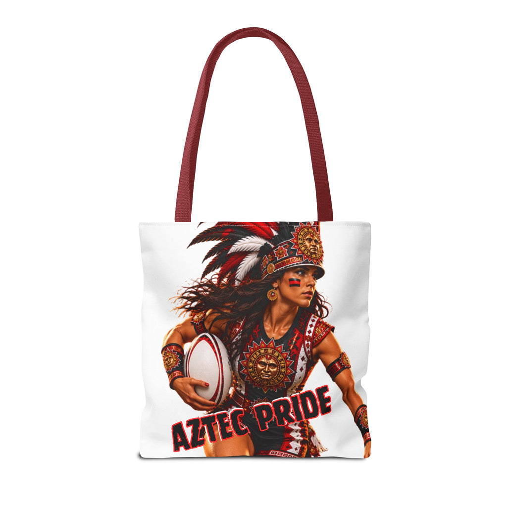 Aztec Rugby Female Warrior Tote Bag | Aztec-Inspired AI Art • Made & Shipped in the USA • 🚚 FREE USA Shipping • FREE Personalization