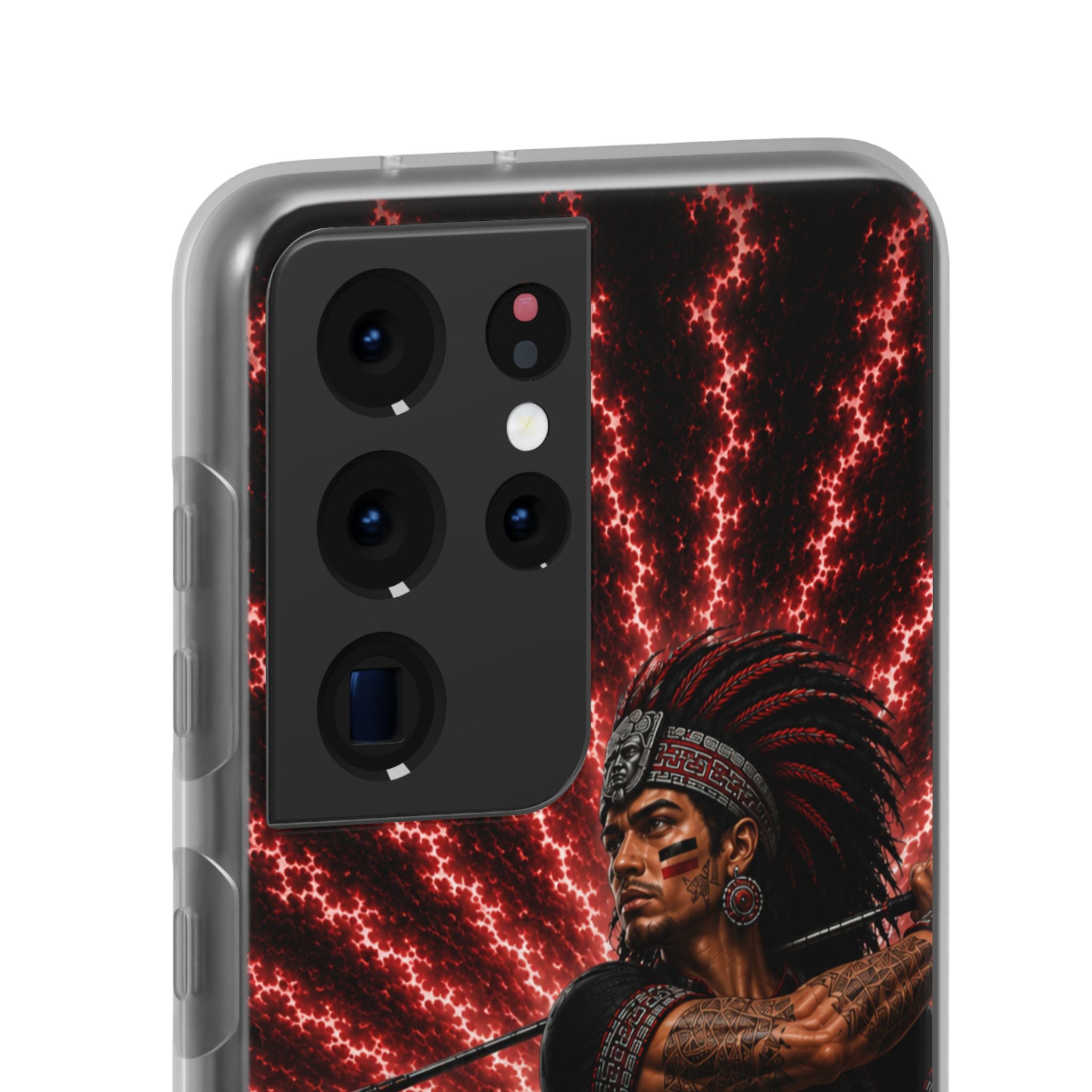 Aztec Golf Male Warrior – Flexi Phone Case (iPhone & Samsung • Clear TPU • Made & Shipped in the USA • 🚚 FREE USA Shipping • Personalized Option)