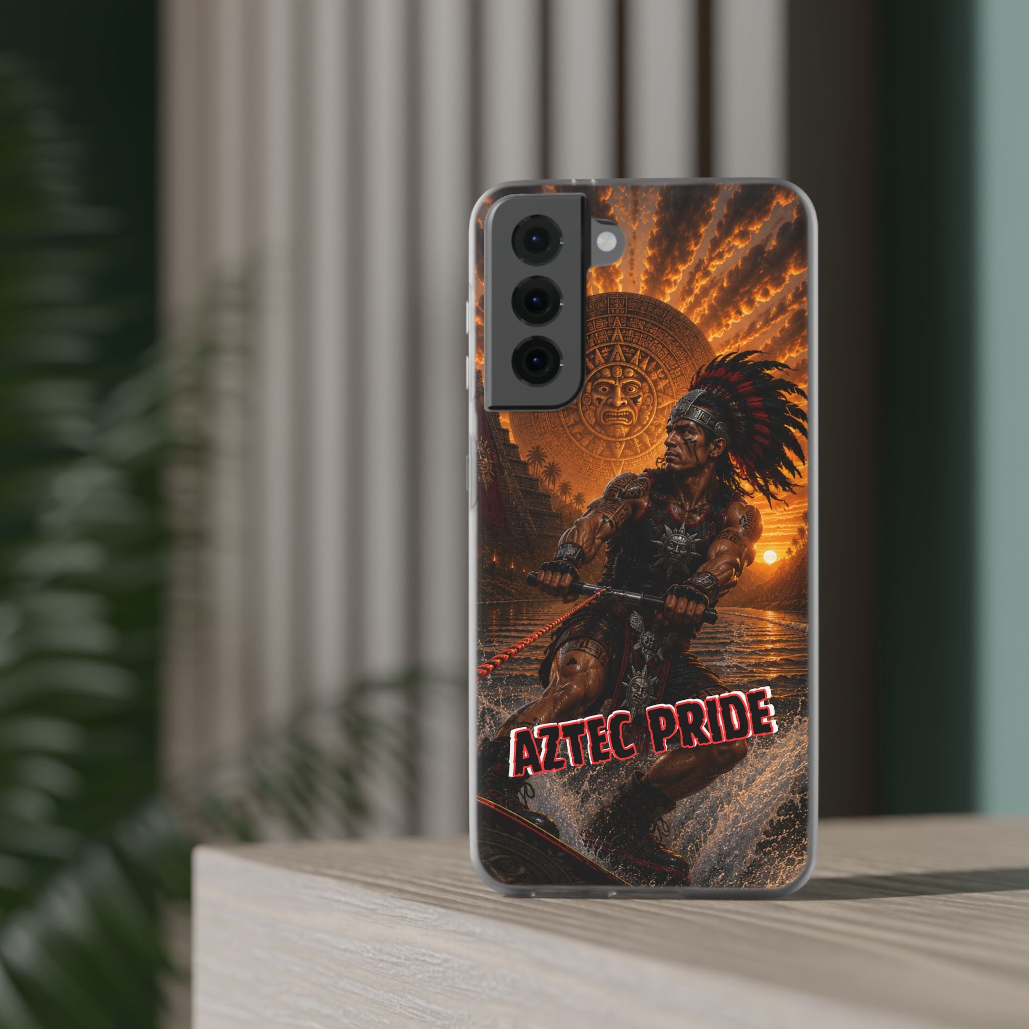 Aztec Wakeboard Male Warrior – Flexi Phone Case (iPhone & Samsung • Clear TPU • Made & Shipped in the USA • 🚚 FREE USA Shipping • Personalized Option)