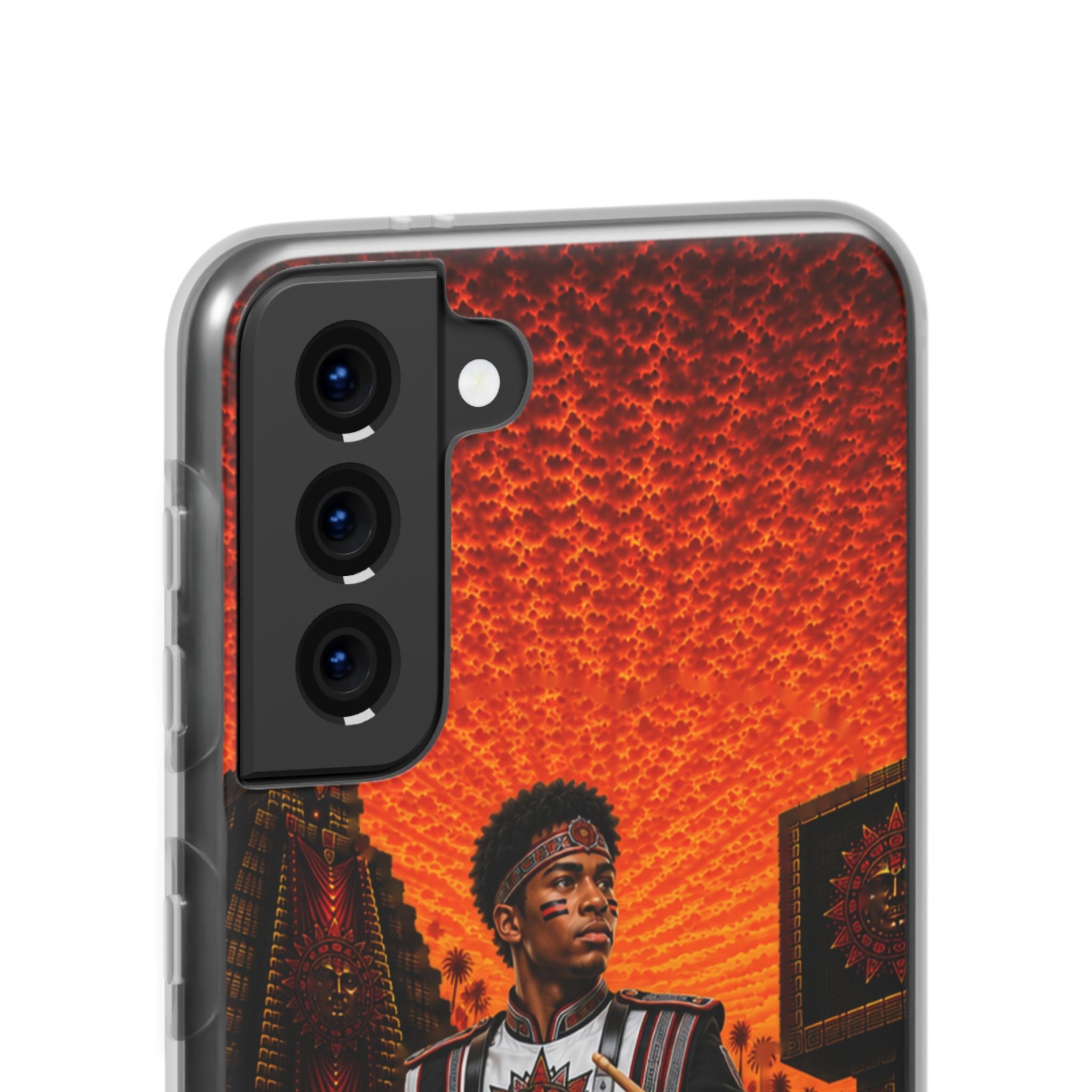 Aztec Band Warrior – Flexi Phone Case (iPhone & Samsung • Clear TPU • Made & Shipped in the USA • 🚚 FREE USA Shipping • Personalized Option)