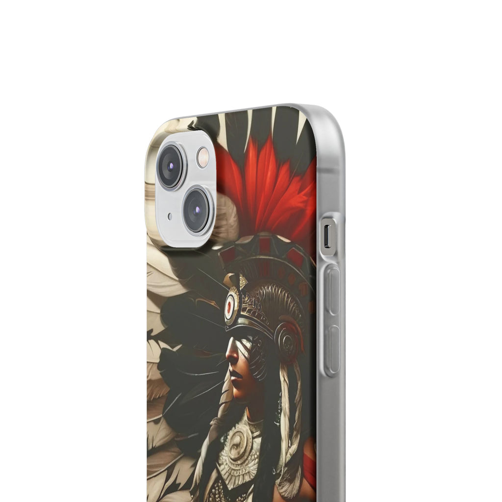 Aztec Fierce Warrior – Flexi Phone Case (iPhone & Samsung • Clear TPU • Made in USA • Personalized Option)