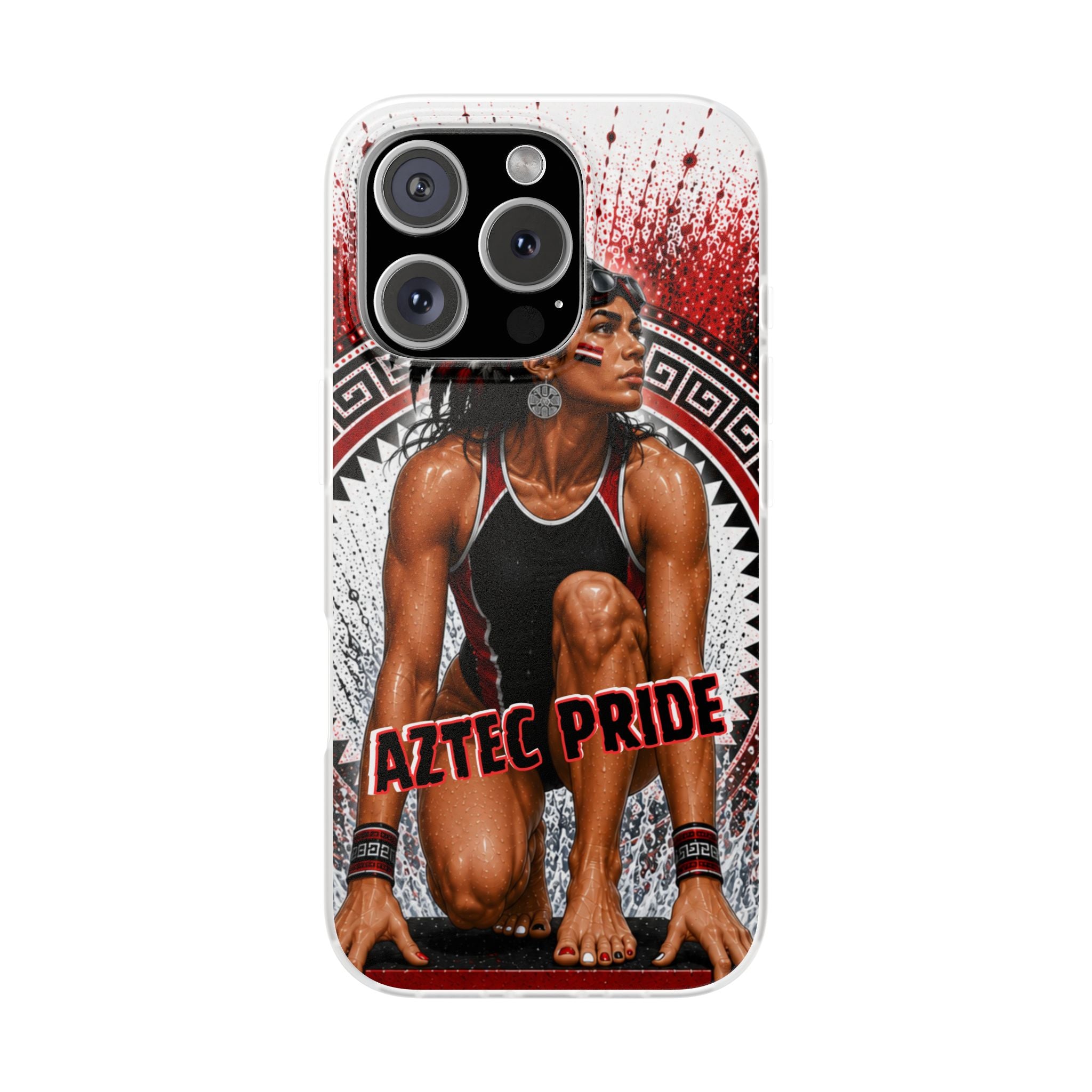 Aztec Swim & Dive Warrior – Flexi Phone Case (iPhone & Samsung • Clear TPU • Made & Shipped in the USA • 🚚 FREE USA Shipping • Personalized Option)