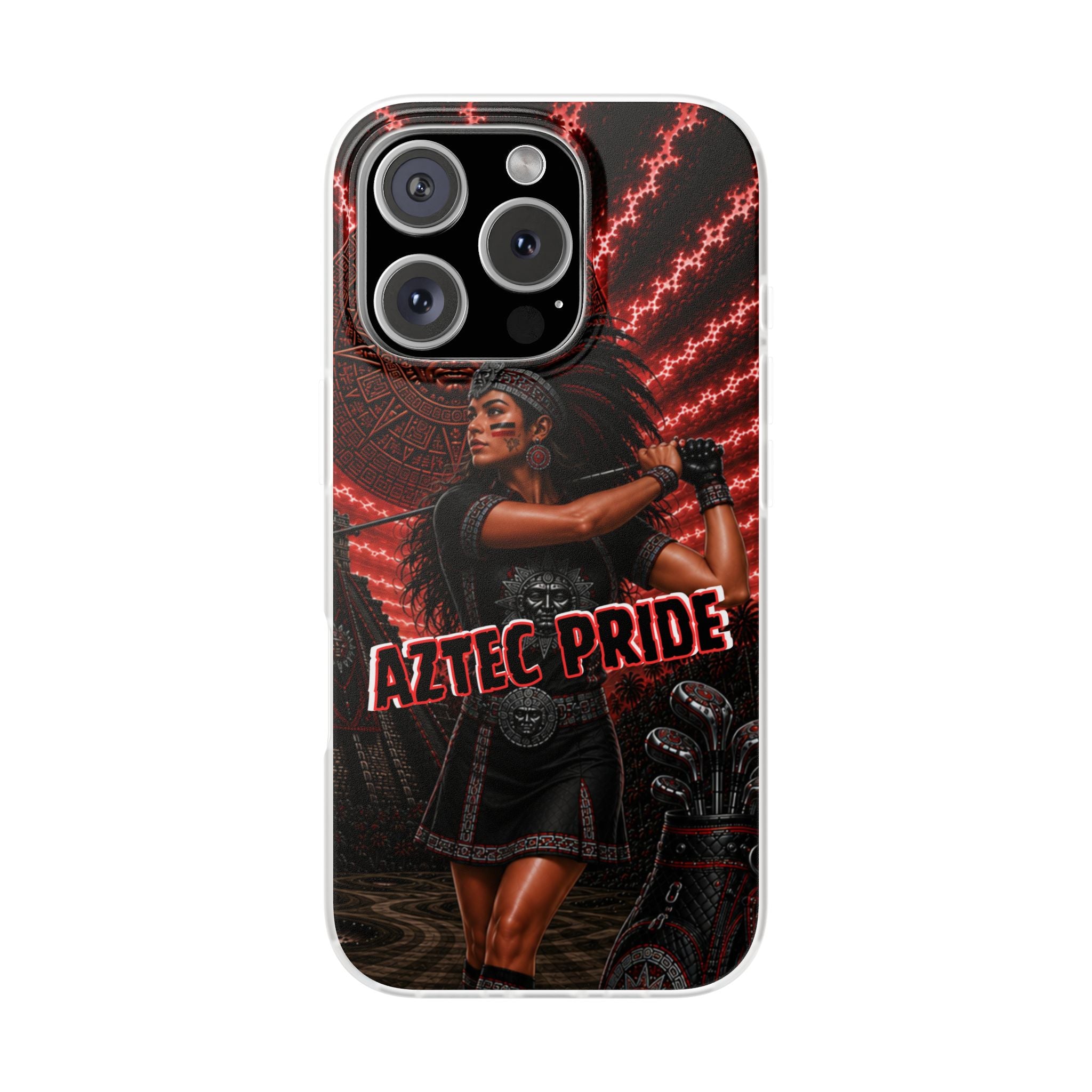 Aztec Golf Female Warrior – Flexi Phone Case (iPhone & Samsung • Clear TPU • Made & Shipped in the USA • 🚚 FREE USA Shipping • Personalized Option)