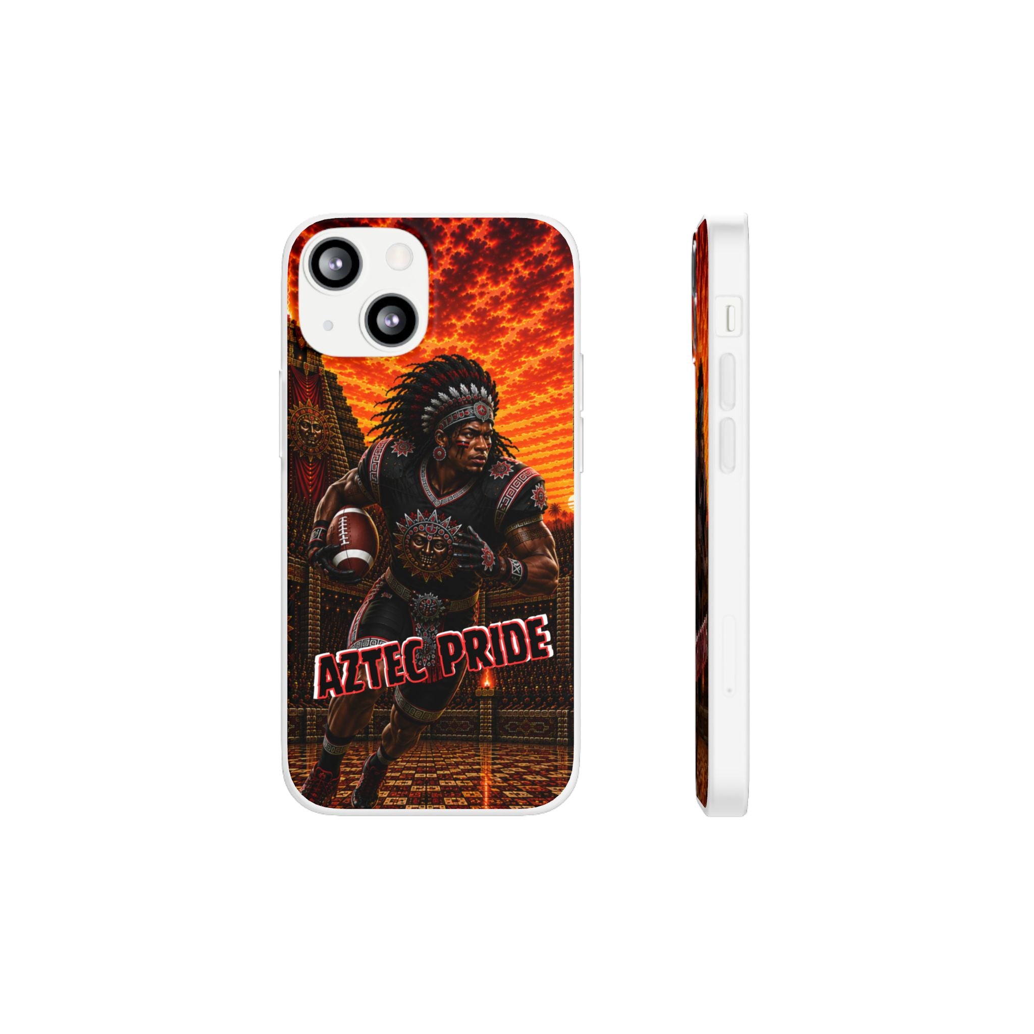 Aztec Football Warrior – Flexi Phone Case (iPhone & Samsung • Clear TPU • Made & Shipped in the USA • 🚚 FREE USA Shipping • Personalized Option)