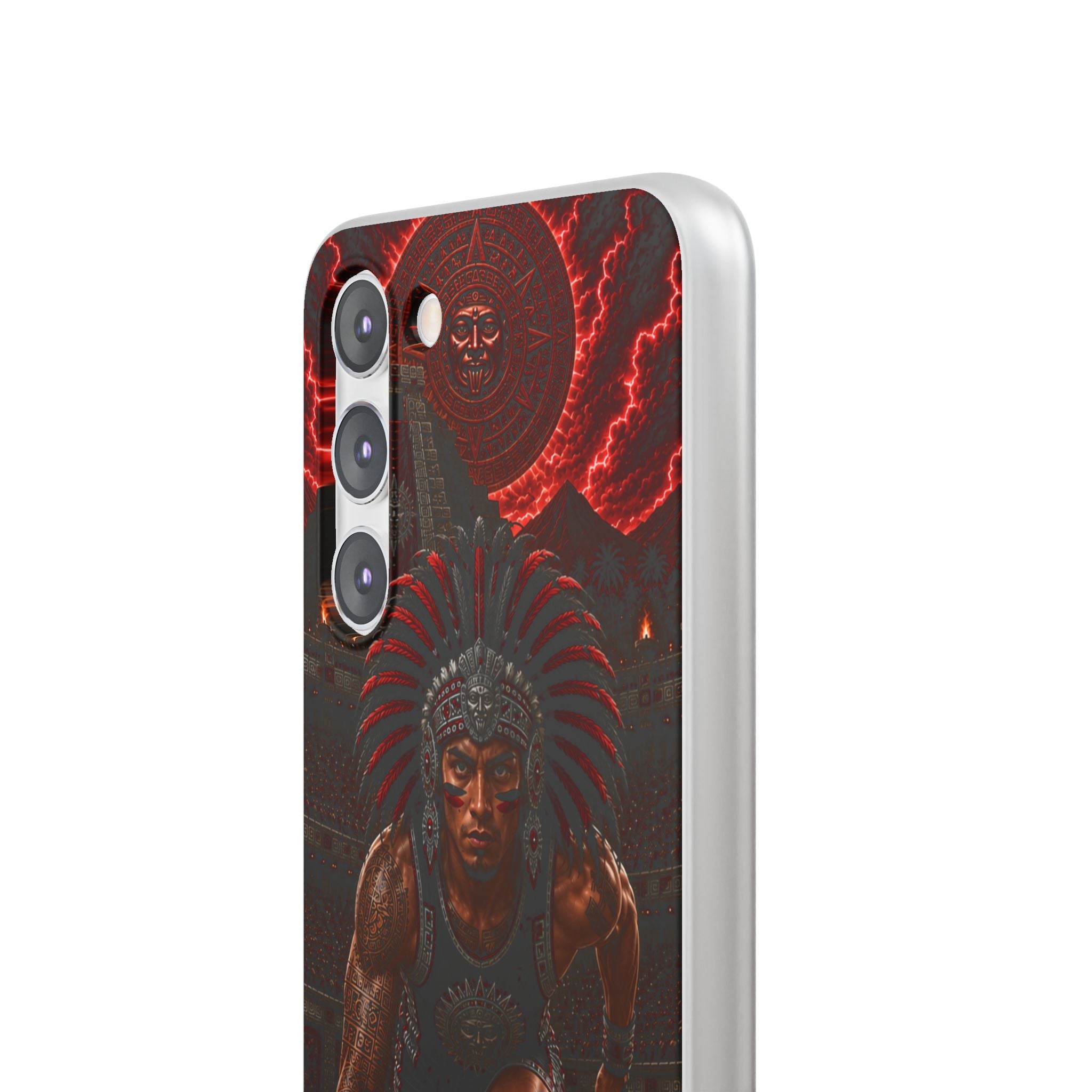 Aztec Track & Field Male Warrior – Flexi Phone Case (iPhone & Samsung • Clear TPU • Made & Shipped in the USA • 🚚 FREE USA Shipping • Personalized Option)