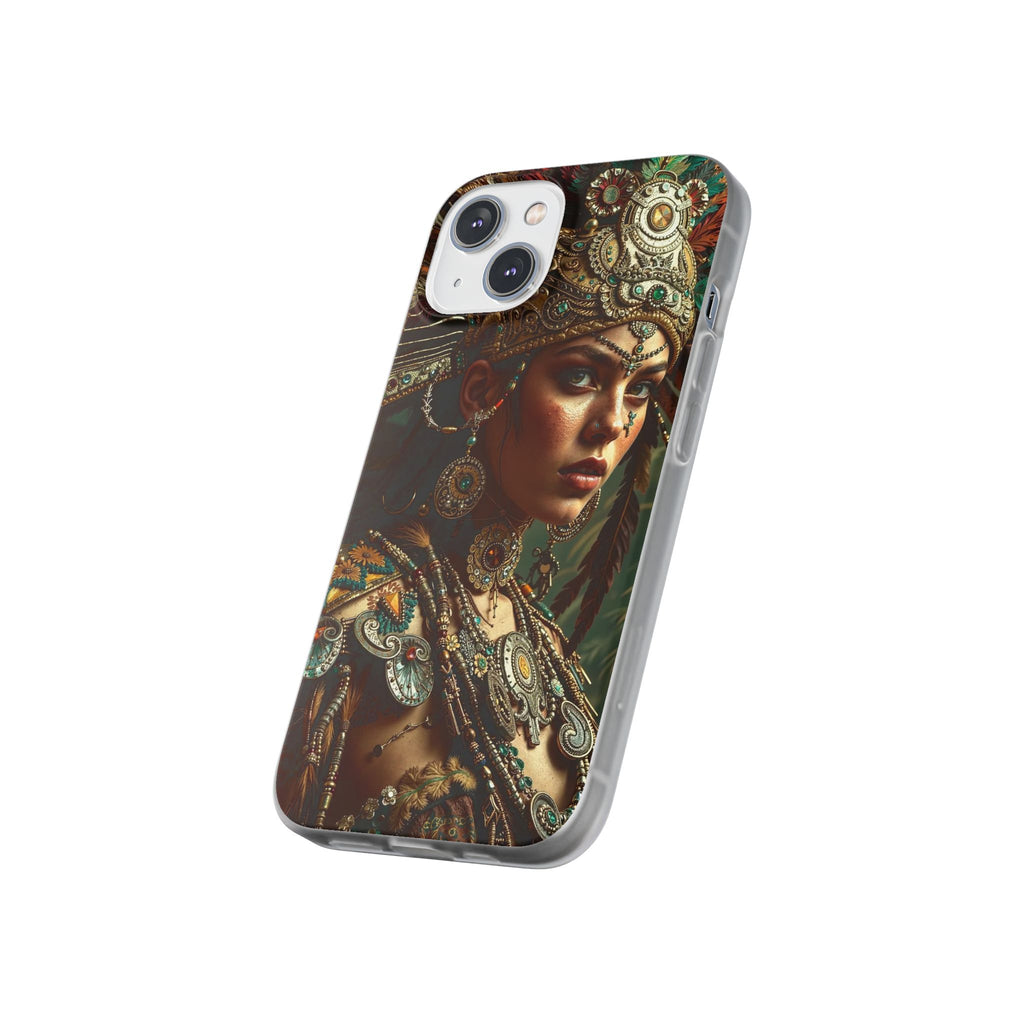 Aztec Warrior Goddess – Flexi Phone Case (iPhone & Samsung • Clear TPU • Made in USA • Personalized Option)
