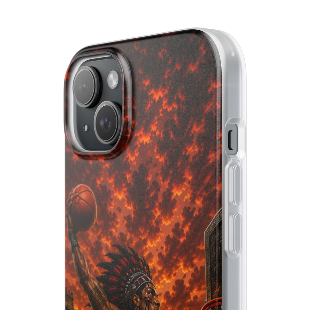 Aztec Basketball Male Warrior – Flexi Phone Case (iPhone & Samsung • Clear TPU • Made & Shipped in the USA • 🚚 FREE USA Shipping • Personalized Option)