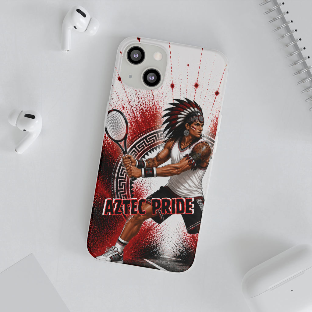 Aztec Tennis Male Warrior – Flexi Phone Case (iPhone & Samsung • Clear TPU • Made & Shipped in the USA • 🚚 FREE USA Shipping • Personalized Option)