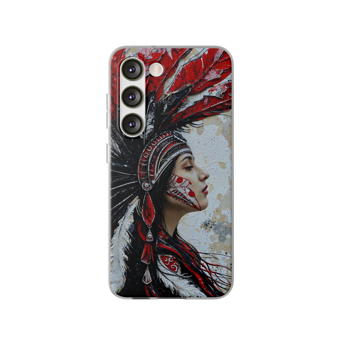 Aztec Silent Goddess – Flexi Phone Case (iPhone & Samsung • Clear TPU • Made in USA • Personalized Option)