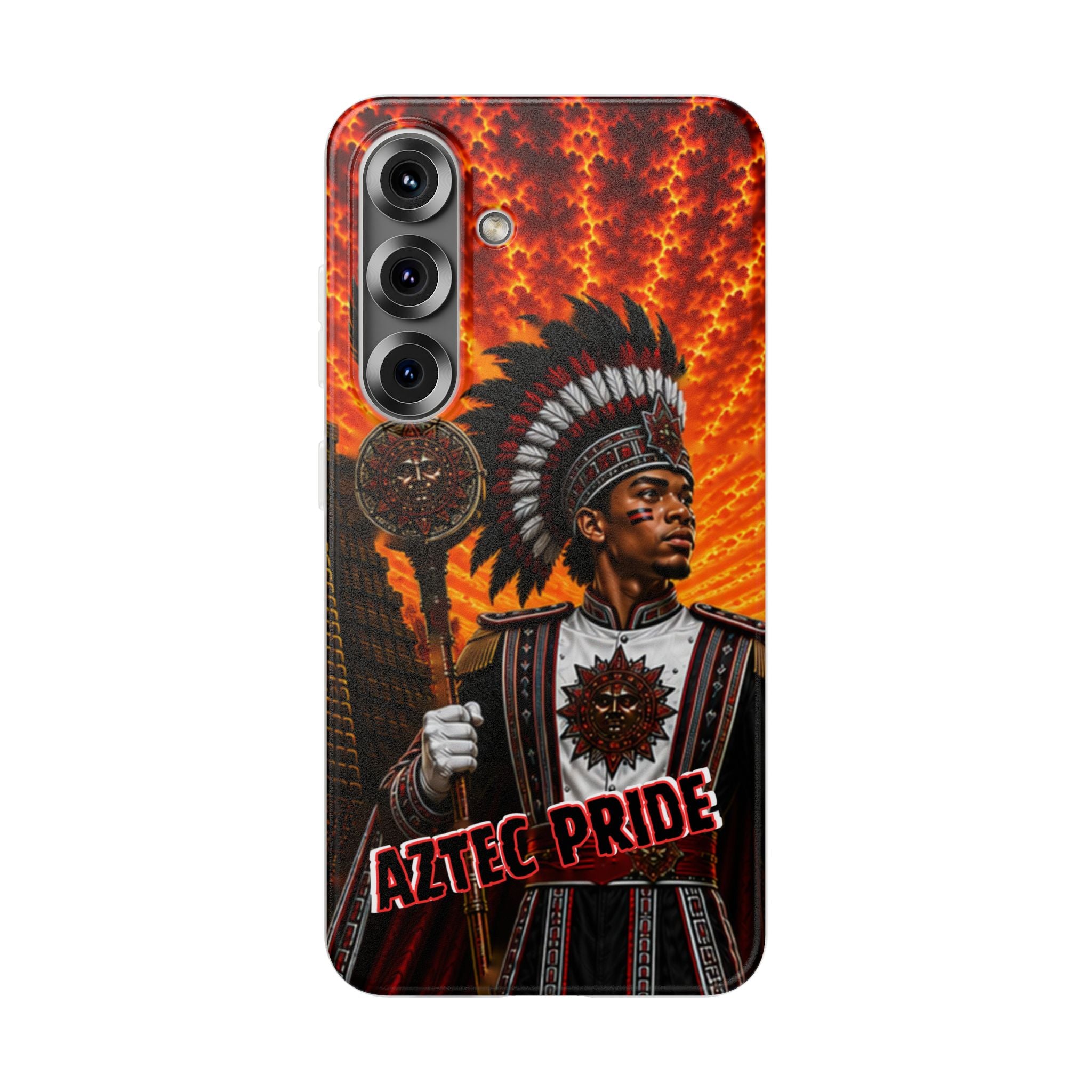 Aztec Drum Major Warrior – Flexi Phone Case (iPhone & Samsung • Clear TPU • Made & Shipped in the USA • 🚚 FREE USA Shipping • Personalized Option)