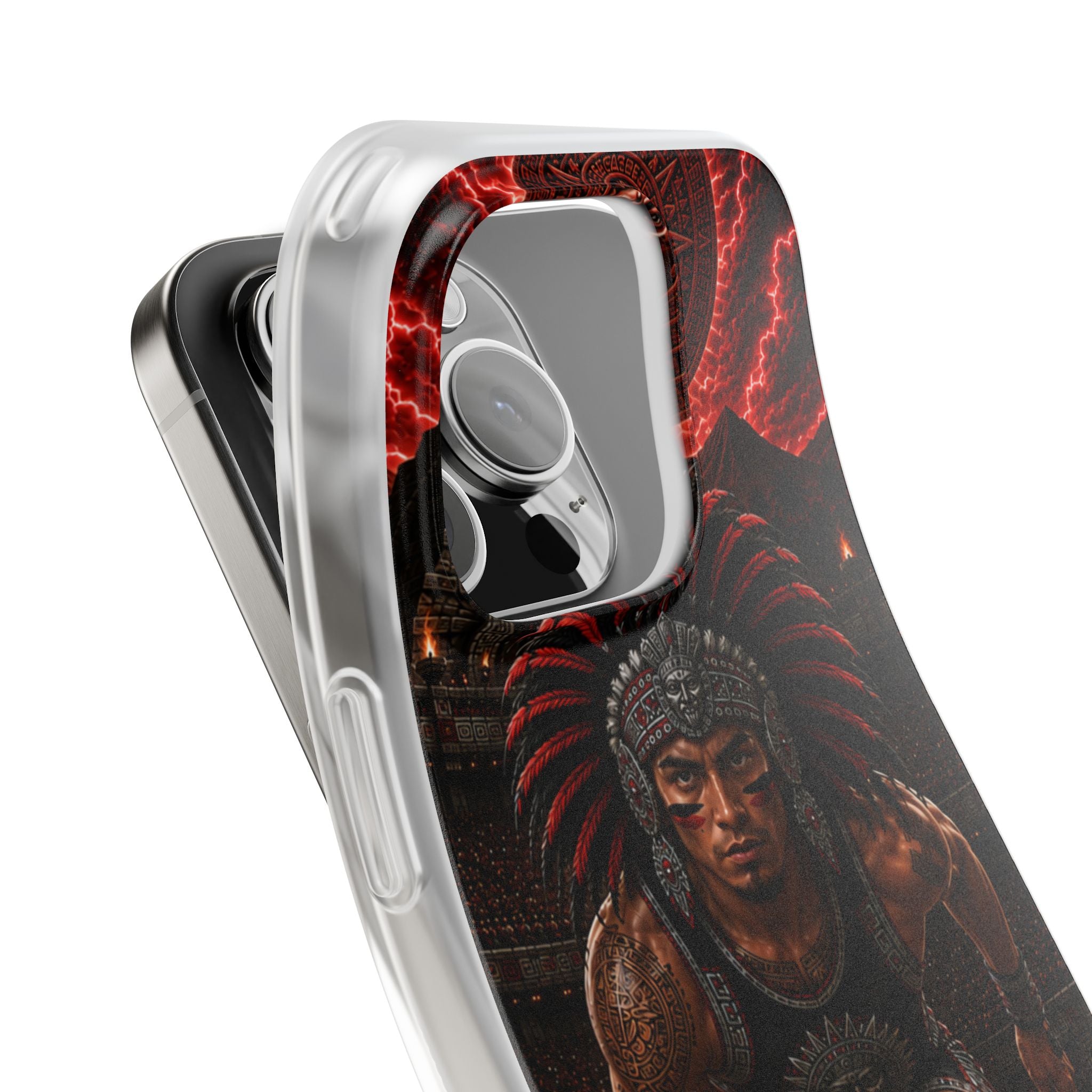 Aztec Track & Field Male Warrior – Flexi Phone Case (iPhone & Samsung • Clear TPU • Made & Shipped in the USA • 🚚 FREE USA Shipping • Personalized Option)