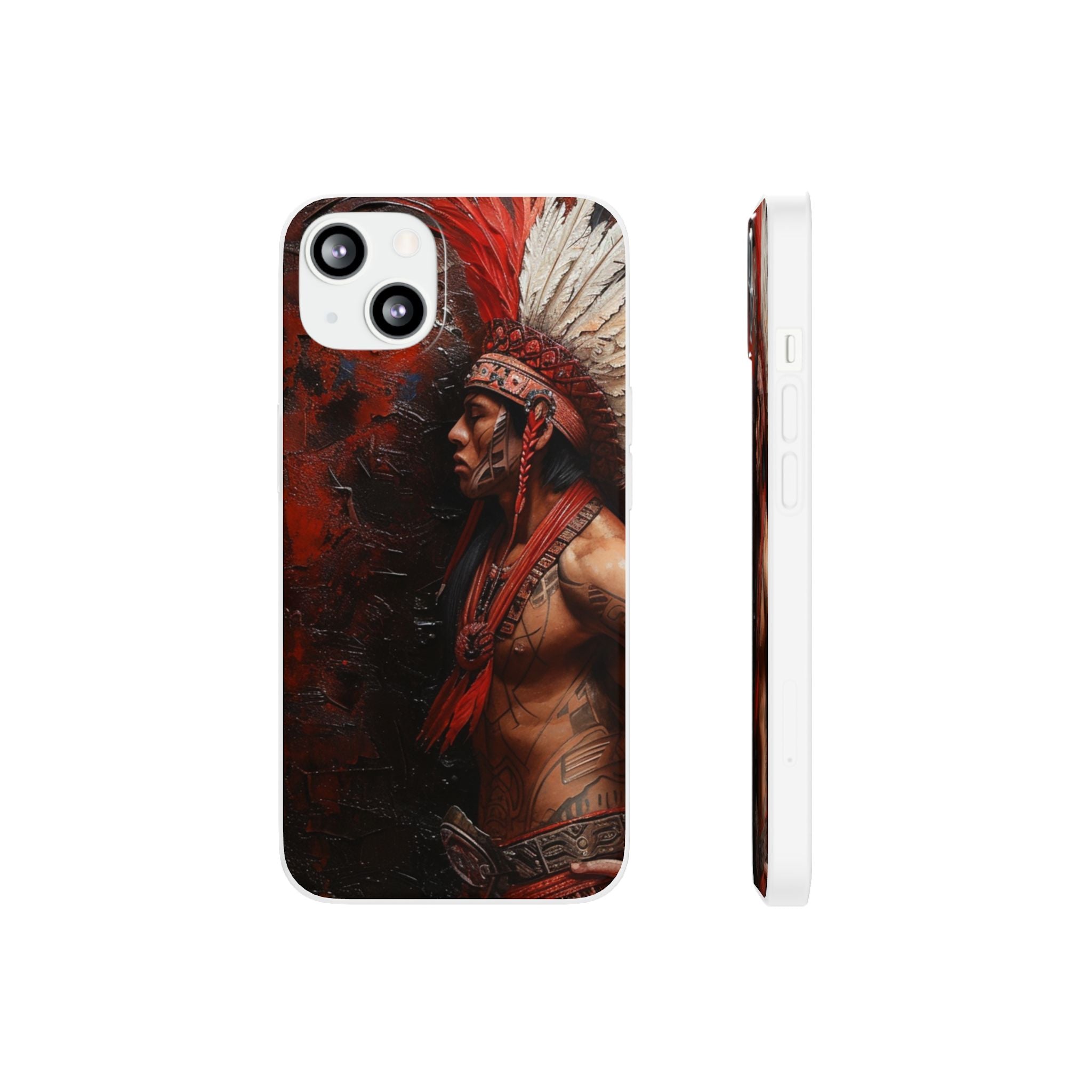 Aztec Noble Warrior – Flexi Phone Case (iPhone & Samsung • Clear TPU • Made in USA • Personalized Option)