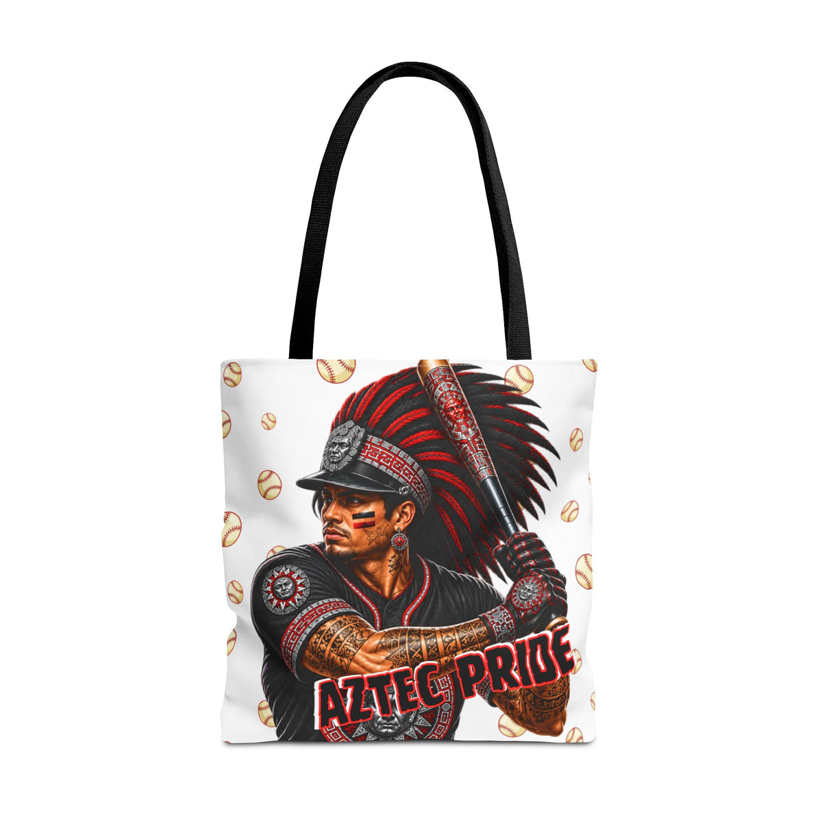 Aztec Baseball Warrior Tote Bag | Aztec-Inspired AI Art • Made & Shipped in the USA • 🚚 FREE USA Shipping • FREE Personalization