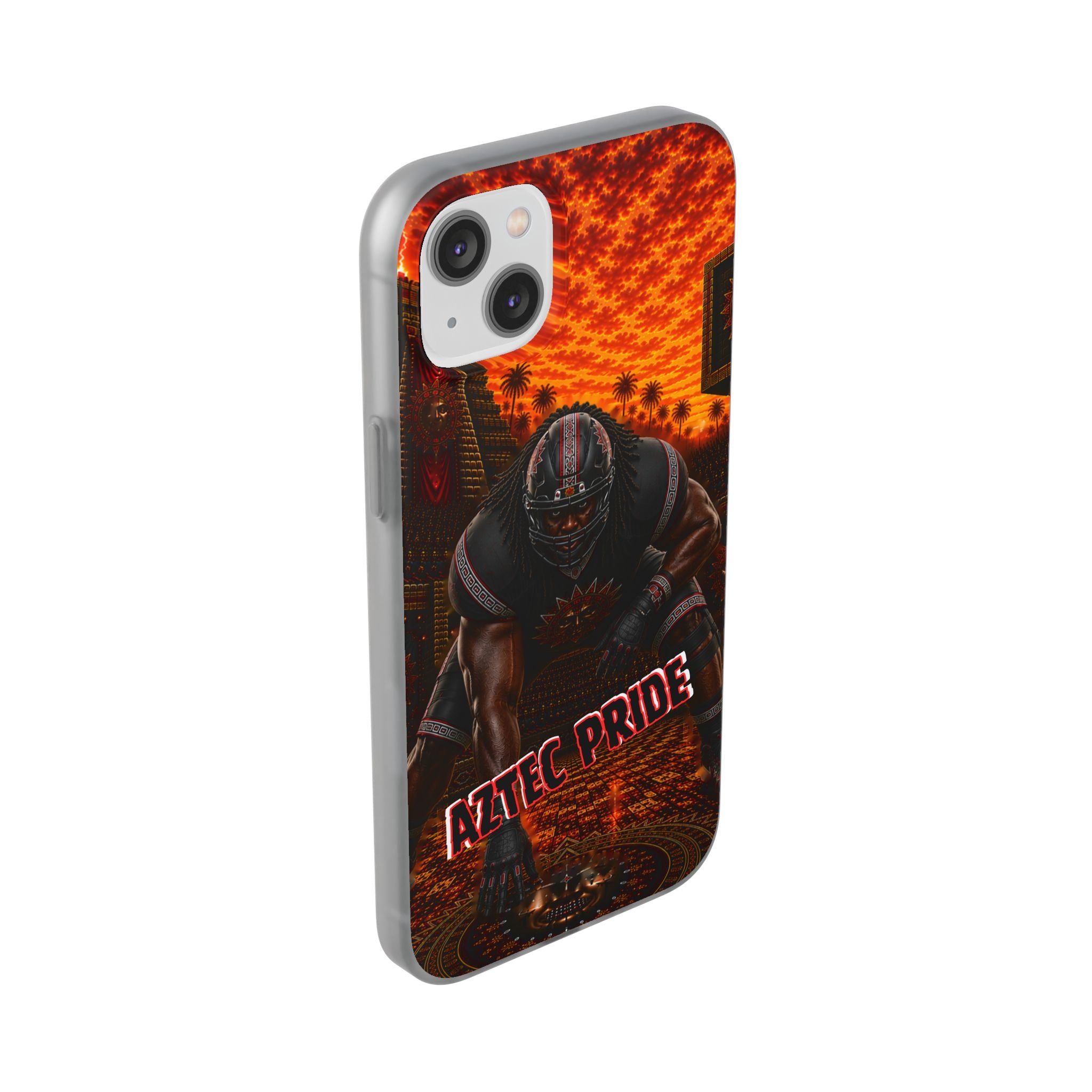 Aztec Football Warrior – Flexi Phone Case (iPhone & Samsung • Clear TPU • Made & Shipped in the USA • 🚚 FREE USA Shipping • Personalized Option)