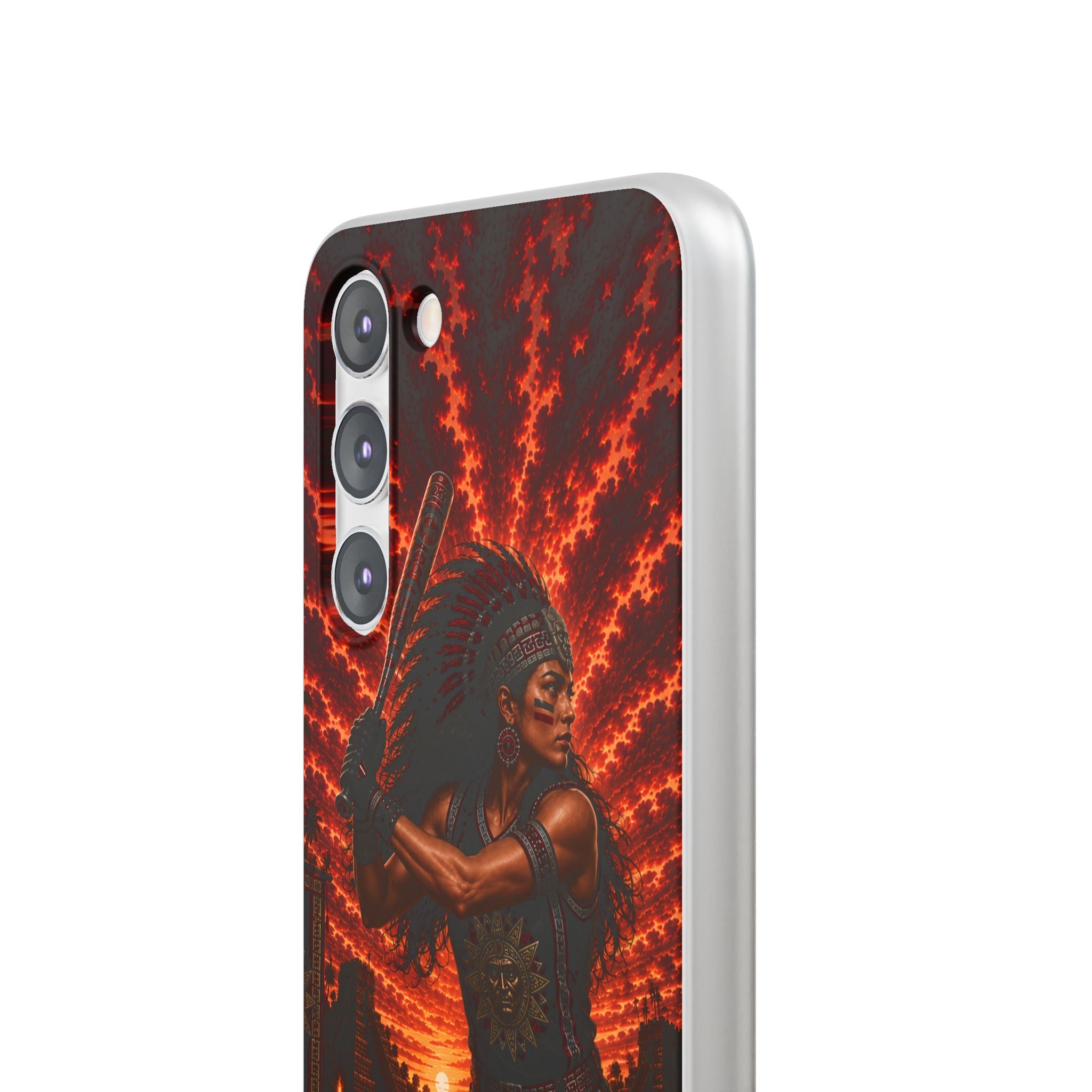 Aztec Softball Warrior – Flexi Phone Case (iPhone & Samsung • Clear TPU • Made & Shipped in the USA • 🚚 FREE USA Shipping • Personalized Option)