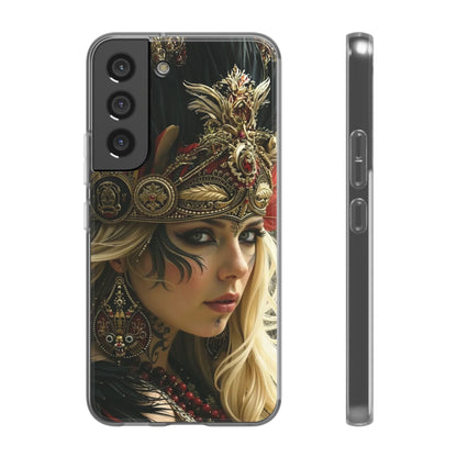 Aztec Fireheart Queen – Flexi Phone Case (iPhone & Samsung • Clear TPU • Made in USA • Personalized Option)