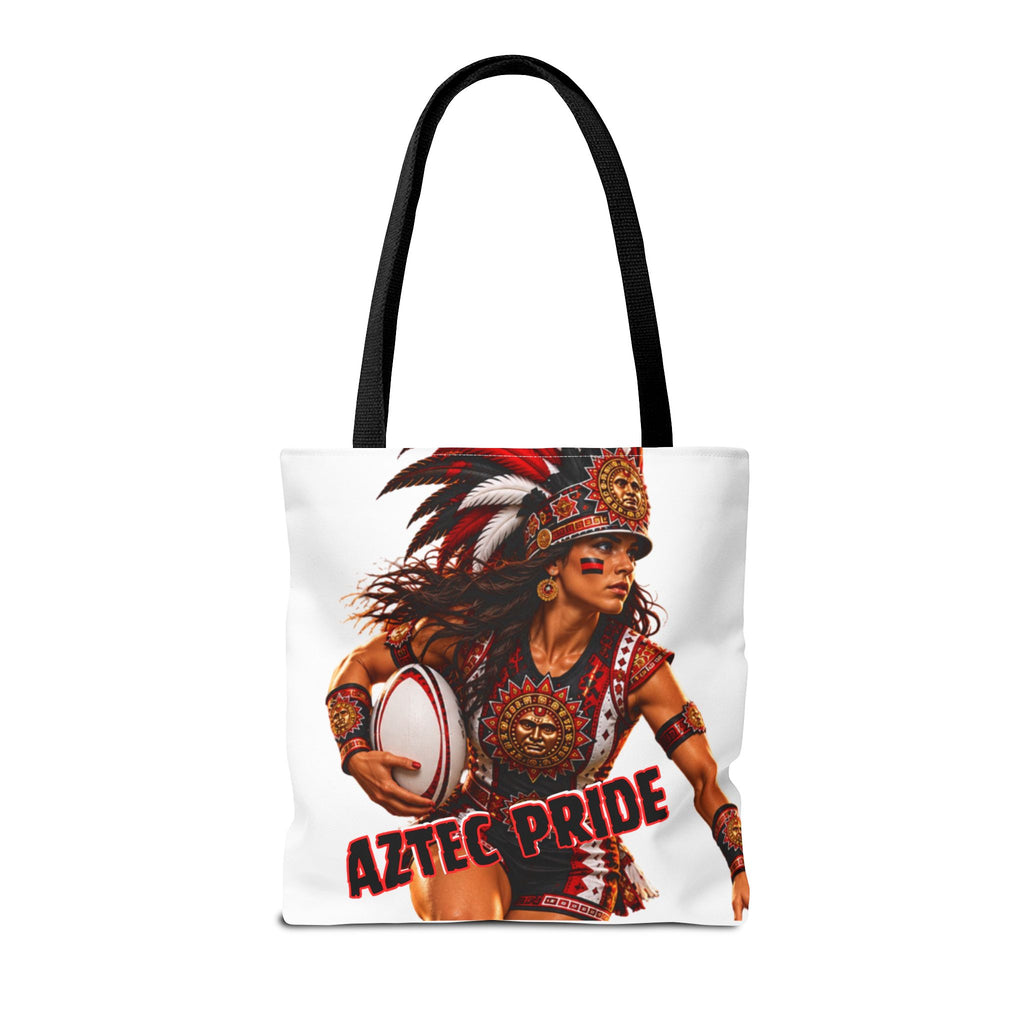 Aztec Rugby Female Warrior Tote Bag | Aztec-Inspired AI Art • Made & Shipped in the USA • 🚚 FREE USA Shipping • FREE Personalization