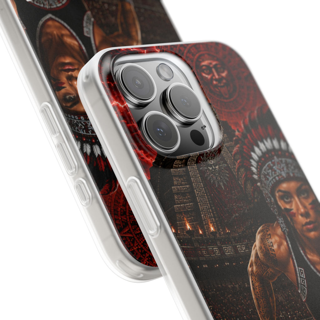 Aztec Track & Field Female Warrior – Flexi Phone Case (iPhone & Samsung • Clear TPU • Made & Shipped in the USA • 🚚 FREE USA Shipping • Personalized Option)