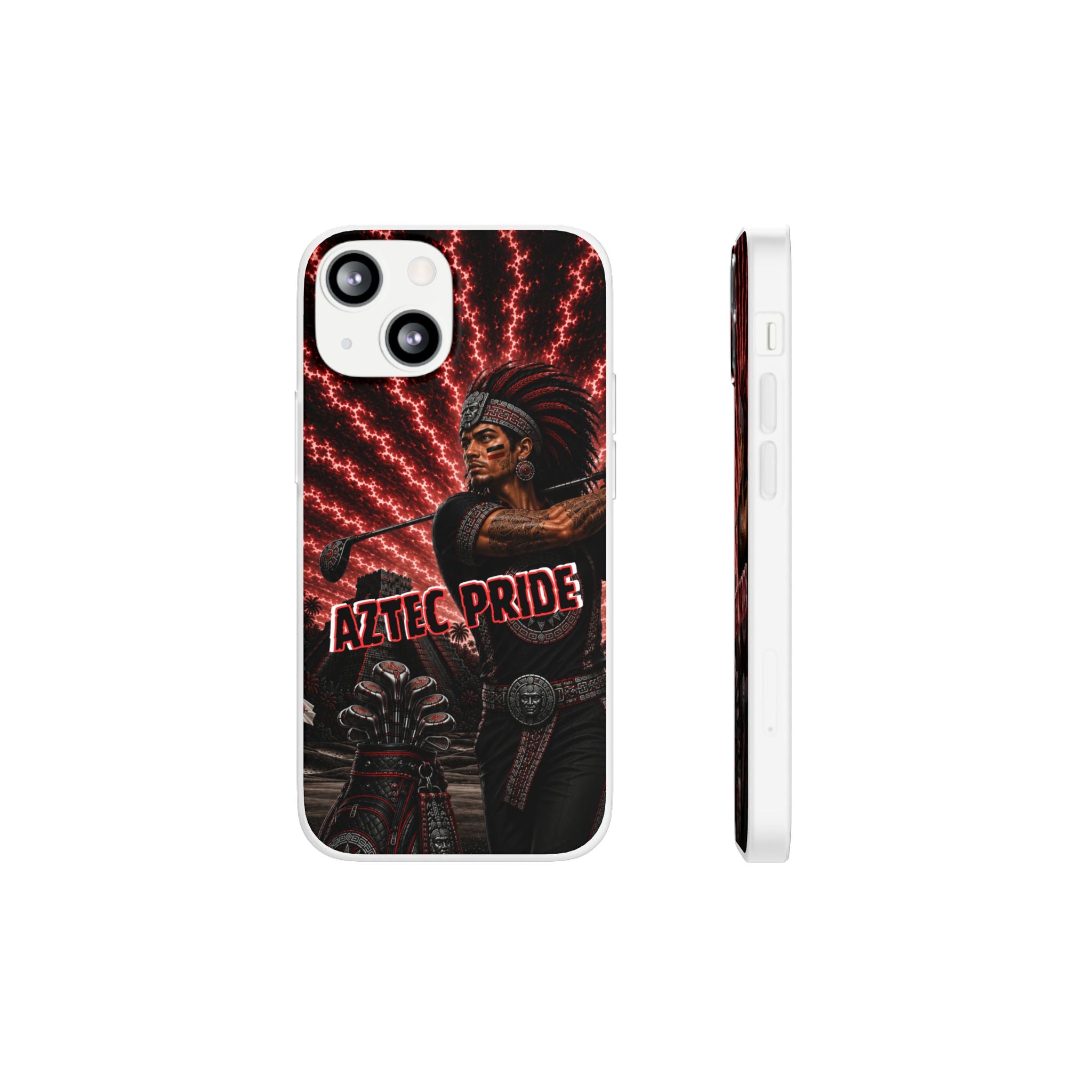 Aztec Golf Male Warrior – Flexi Phone Case (iPhone & Samsung • Clear TPU • Made & Shipped in the USA • 🚚 FREE USA Shipping • Personalized Option)