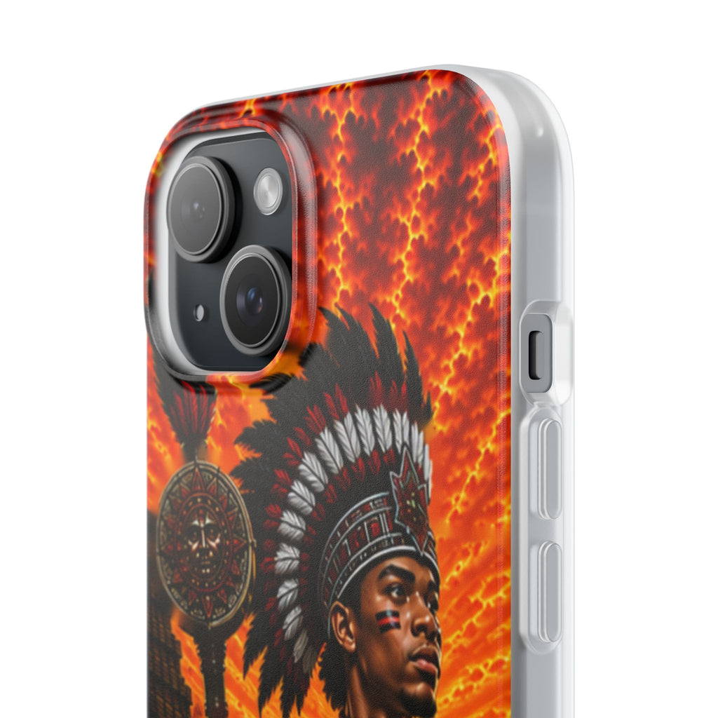 Aztec Drum Major Warrior – Flexi Phone Case (iPhone & Samsung • Clear TPU • Made & Shipped in the USA • 🚚 FREE USA Shipping • Personalized Option)