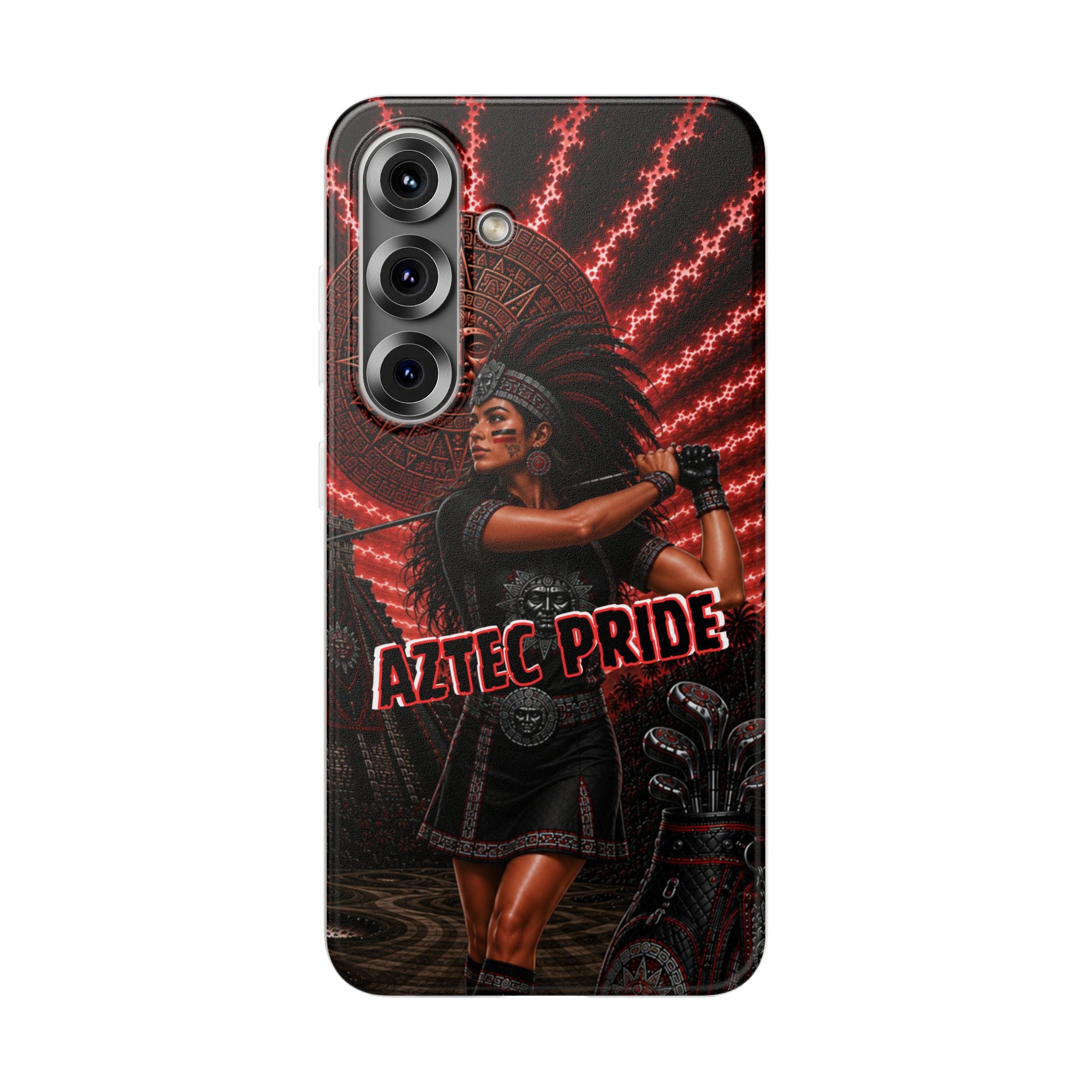 Aztec Golf Female Warrior – Flexi Phone Case (iPhone & Samsung • Clear TPU • Made & Shipped in the USA • 🚚 FREE USA Shipping • Personalized Option)