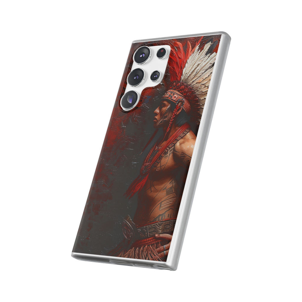 Aztec Noble Warrior – Flexi Phone Case (iPhone & Samsung • Clear TPU • Made in USA • Personalized Option)