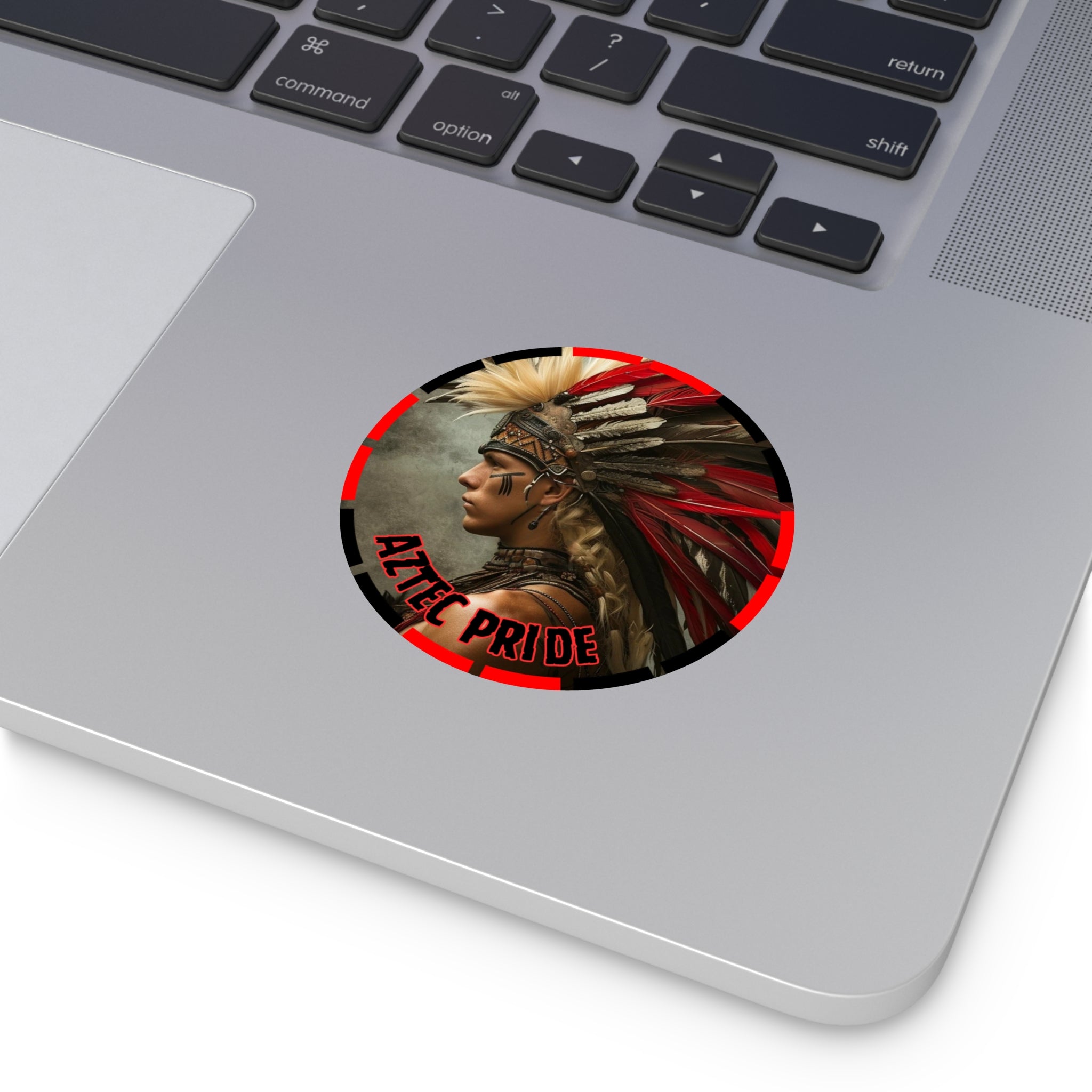 Aztec Storm Warrior Round Vinyl Sticker – Waterproof Matte Decal (2”–6”)