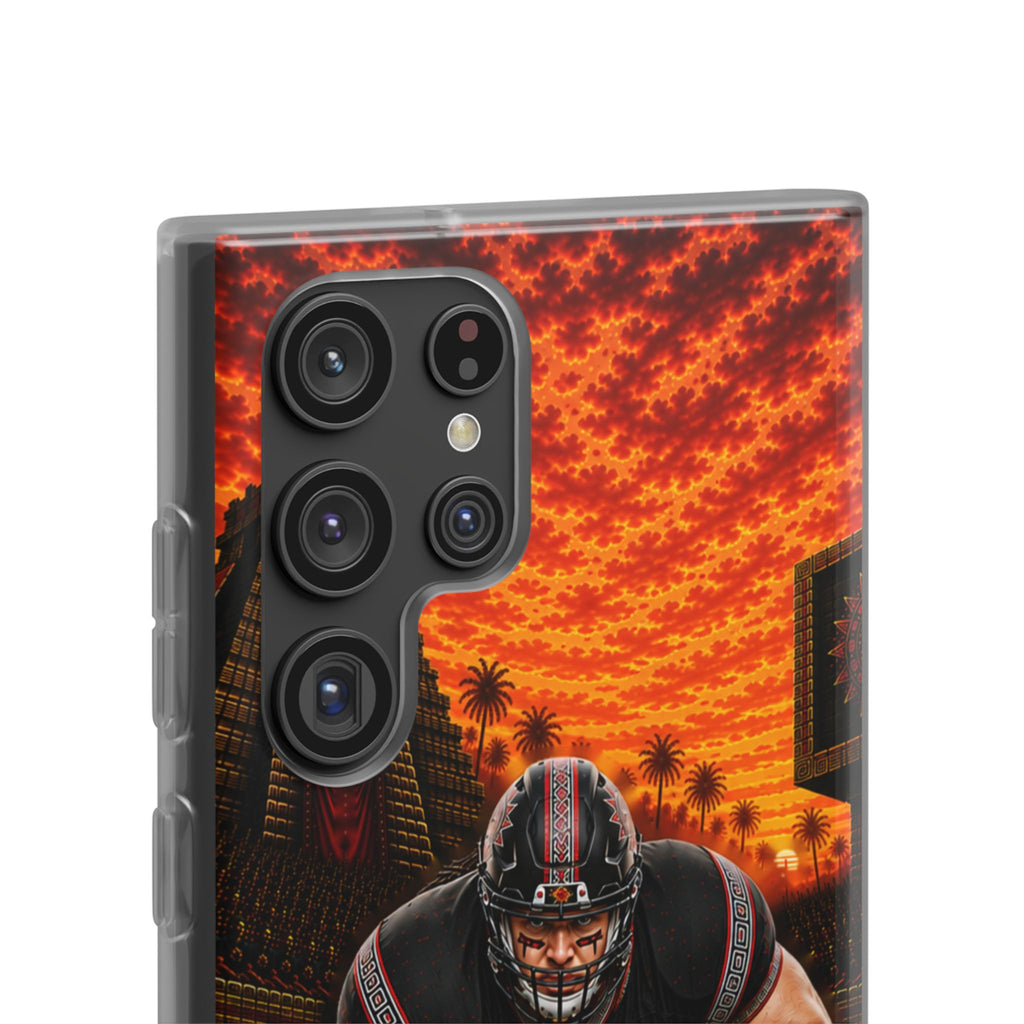 Aztec Football Warrior – Flexi Phone Case (iPhone & Samsung • Clear TPU • Made & Shipped in the USA • 🚚 FREE USA Shipping • Personalized Option)