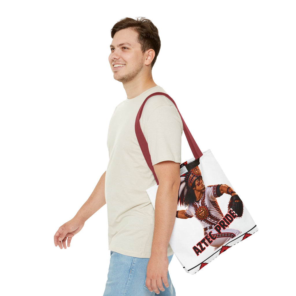Aztec Baseball Warrior Tote Bag | Aztec-Inspired AI Art • Made & Shipped in the USA • 🚚 FREE USA Shipping • FREE Personalization