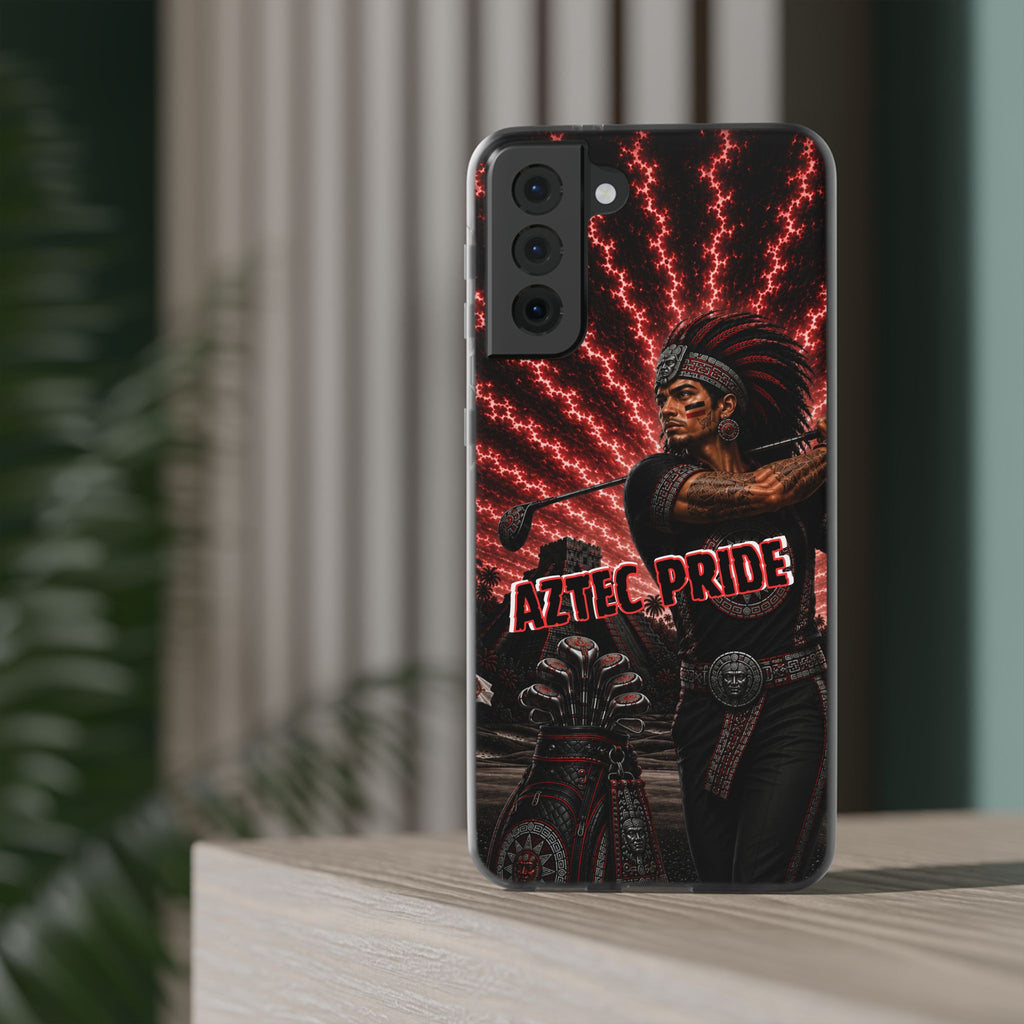 Aztec Golf Male Warrior – Flexi Phone Case (iPhone & Samsung • Clear TPU • Made & Shipped in the USA • 🚚 FREE USA Shipping • Personalized Option)